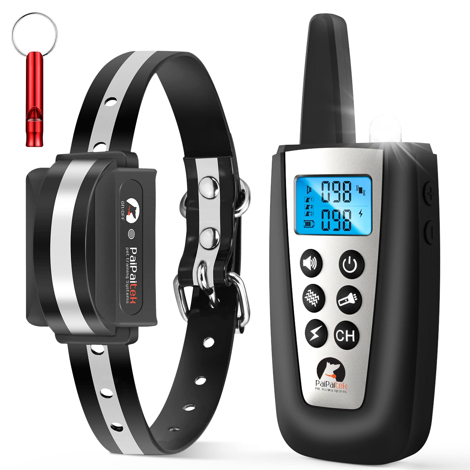 PaiPaitek Bark Collar with Remote, Automatic Bark and Training Collar Combo with Beep, Vibration, Shock, Auto Bark Mode, Up to 3