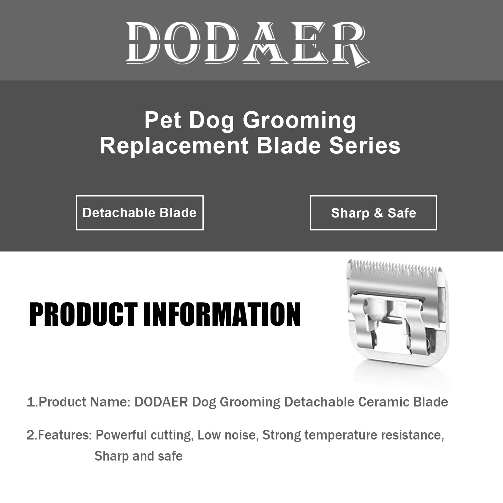 3/4Ht Detachable Pet Dog Grooming Stainless Steel Blades,Compatible With Andis/Oster A5,Wahl Km10 Series Dog Clippers,Cut Length