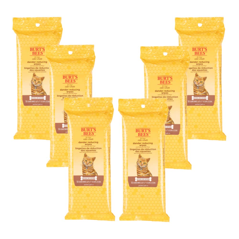 Burt's Bees for Pets For Cats Natural Dander Reducing Wipes | Kitten and Cat Wipes For Grooming, | 50 Count Cat Wipes for Dander