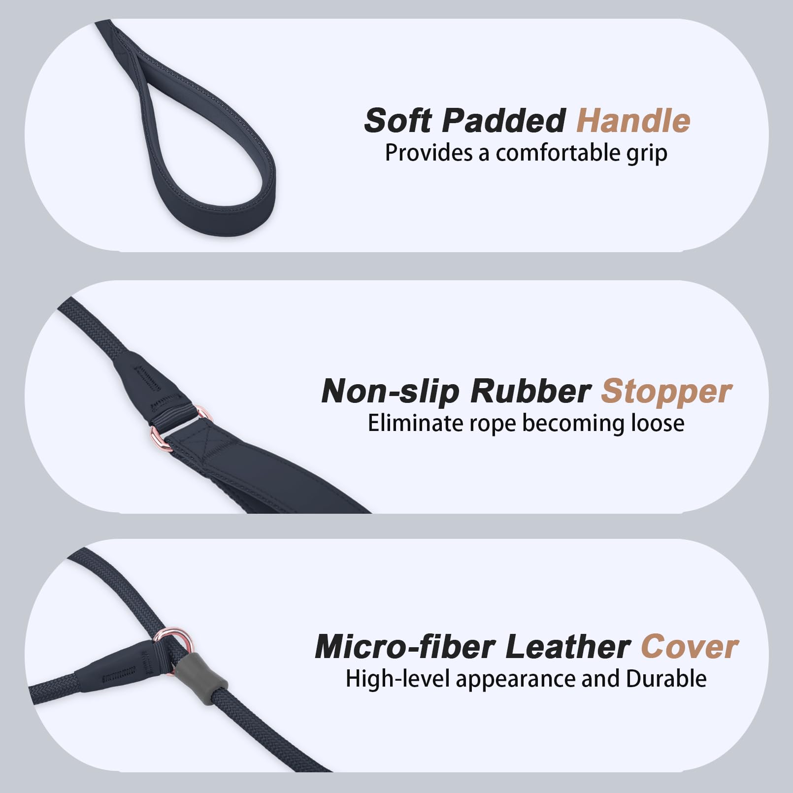 Slip Lead Dog Leash, Soft Leather Dog Training Leash With Double Handle, Heavy Duty Nylon Dog Lead Slip Lead And Collar, No Pull