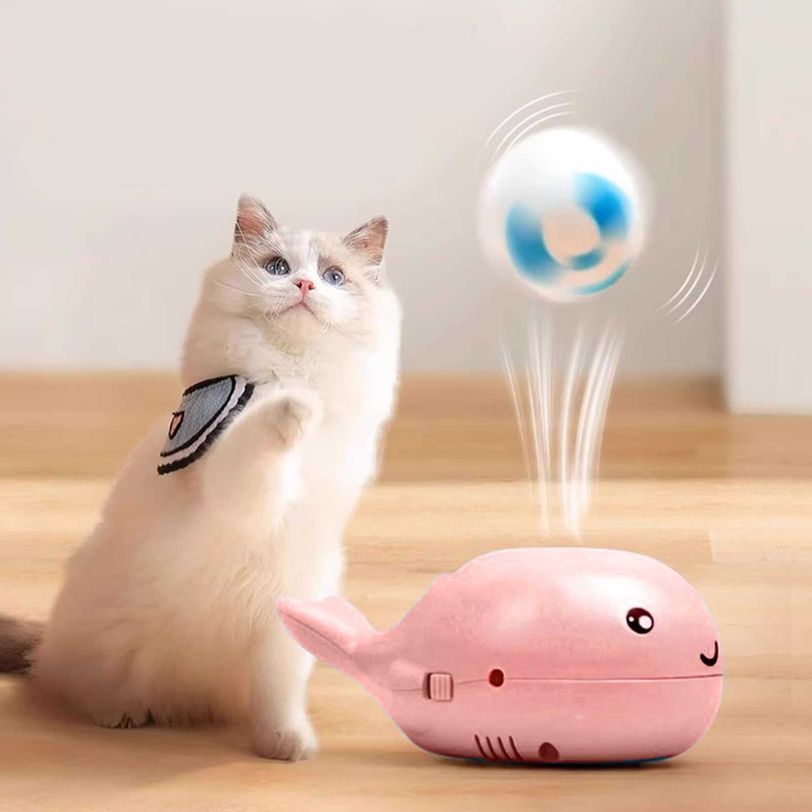 Whale Floating | Interactive Electric Cat Toy for Indoor Cats, Floating Water with Feathers, Fun Puzzle to Keep Cats Entertained