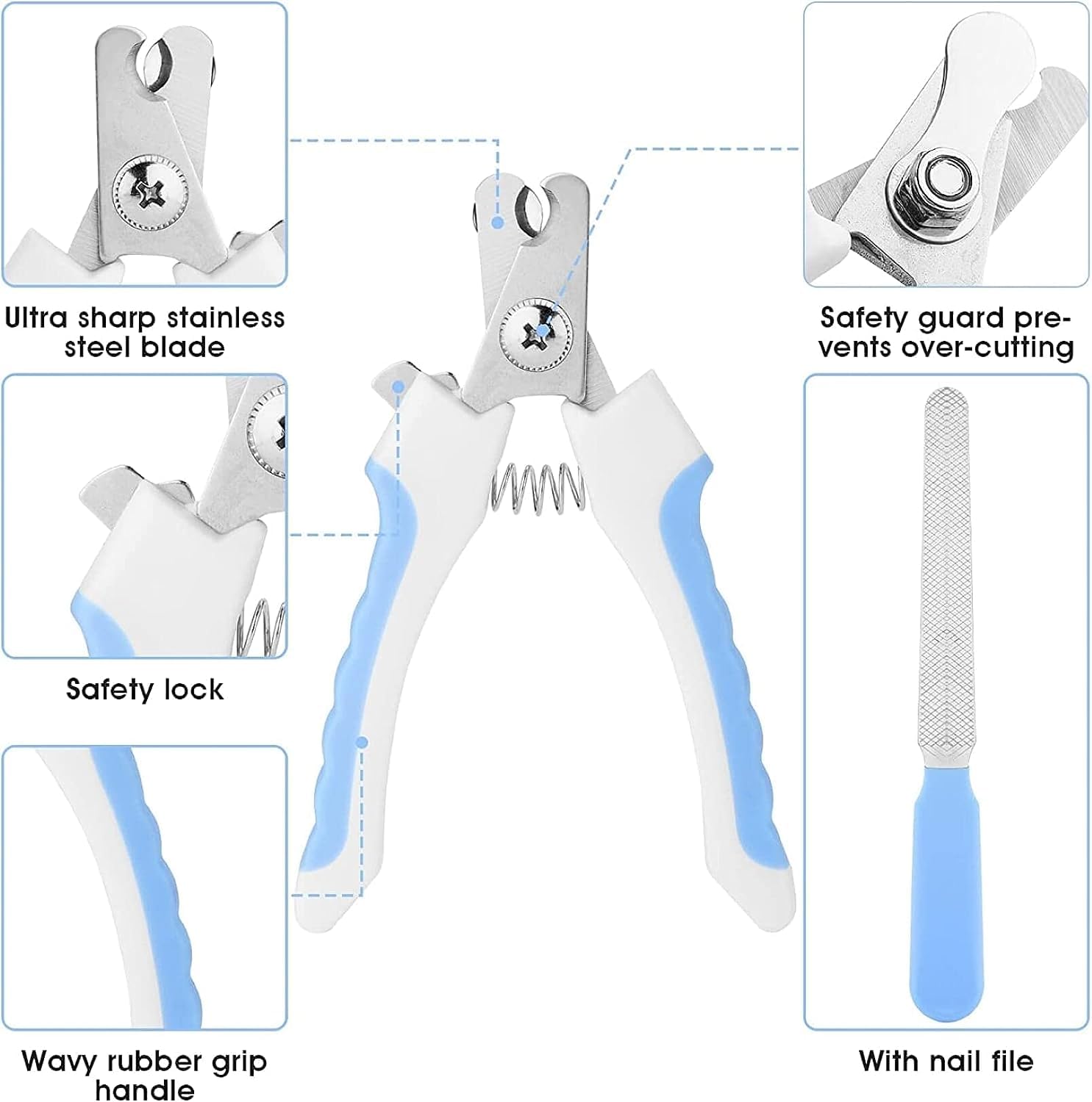 Qubccum 7Pcs Pet Grooming Kit, Self-Cleaning Brush Shedding Kit With Nail Clipper, Flea Comb, Shampoo Bath Brush, Finger Toothbr