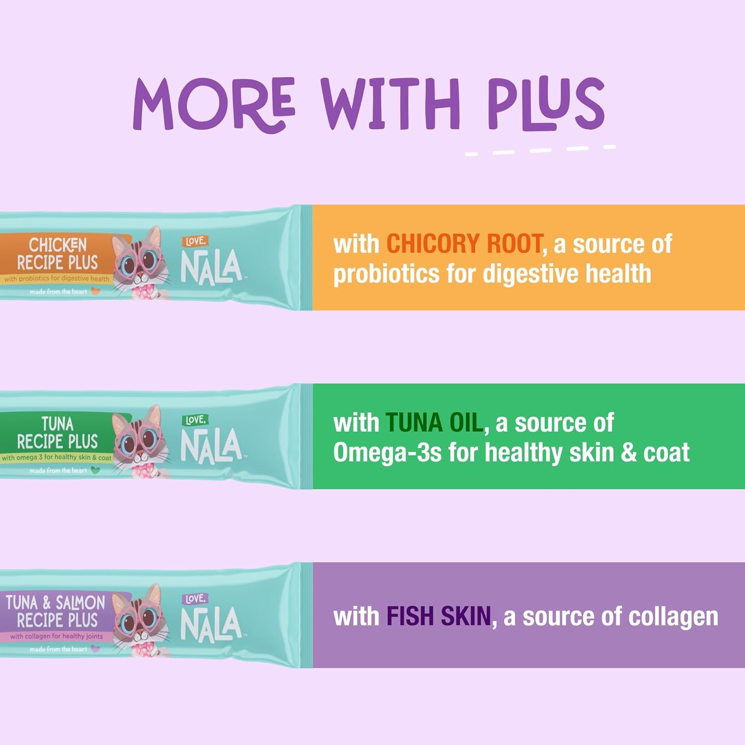 LOVE, NALA - Natural Lickable Cat Squeeze Up Treat,Topper - Variety Plus Pack Mousse - Wet Food Cat Puree - Grain Free, Non_GMO
