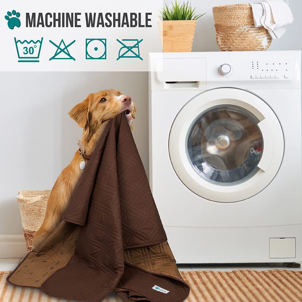 Petami Waterproof Dog Bed Cover Pet Blanket For Medium Large Dog, Couch Cover Sofa Furniture Protector For Dogs Cat, Reversible Water-Resistant Anti-Slip Pad Mat Quilt Washable, 52X82 Brown