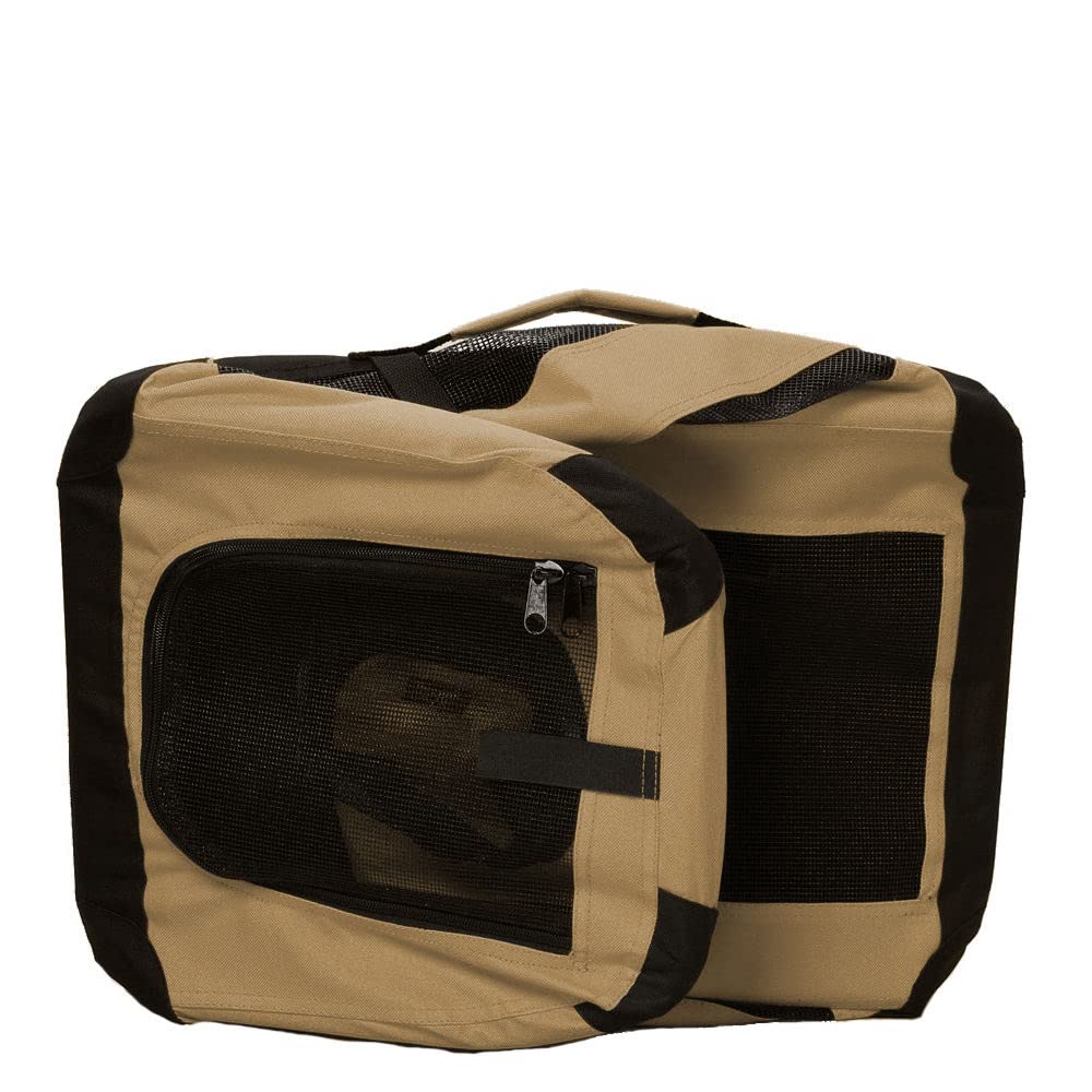 Pet Life Folding Zippered 360° Vista View House Carrier (features 3M Thinsulate): Khaki, Small