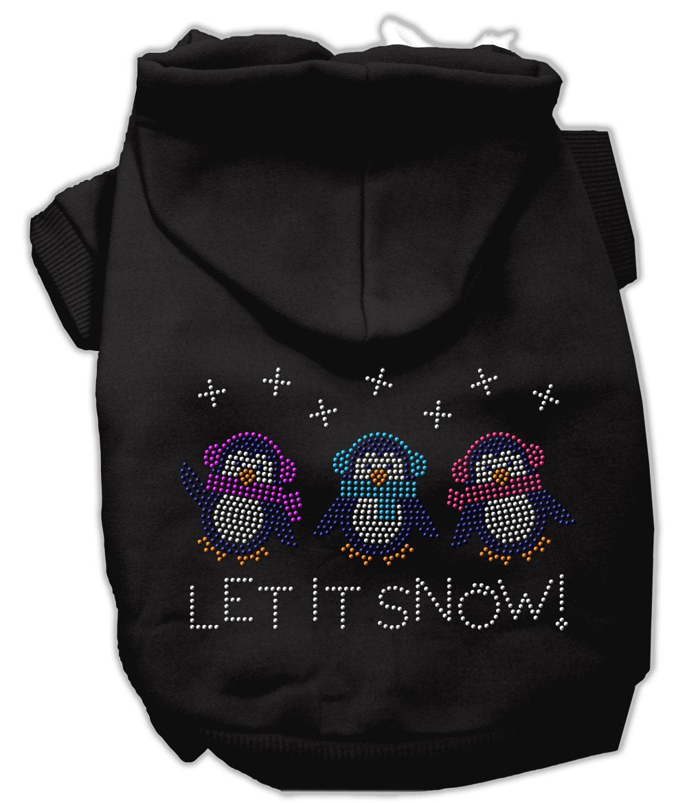 Mirage Pet Products 10-Inch Let it Snow Penguins Rhinestone Hoodie, Small, Black