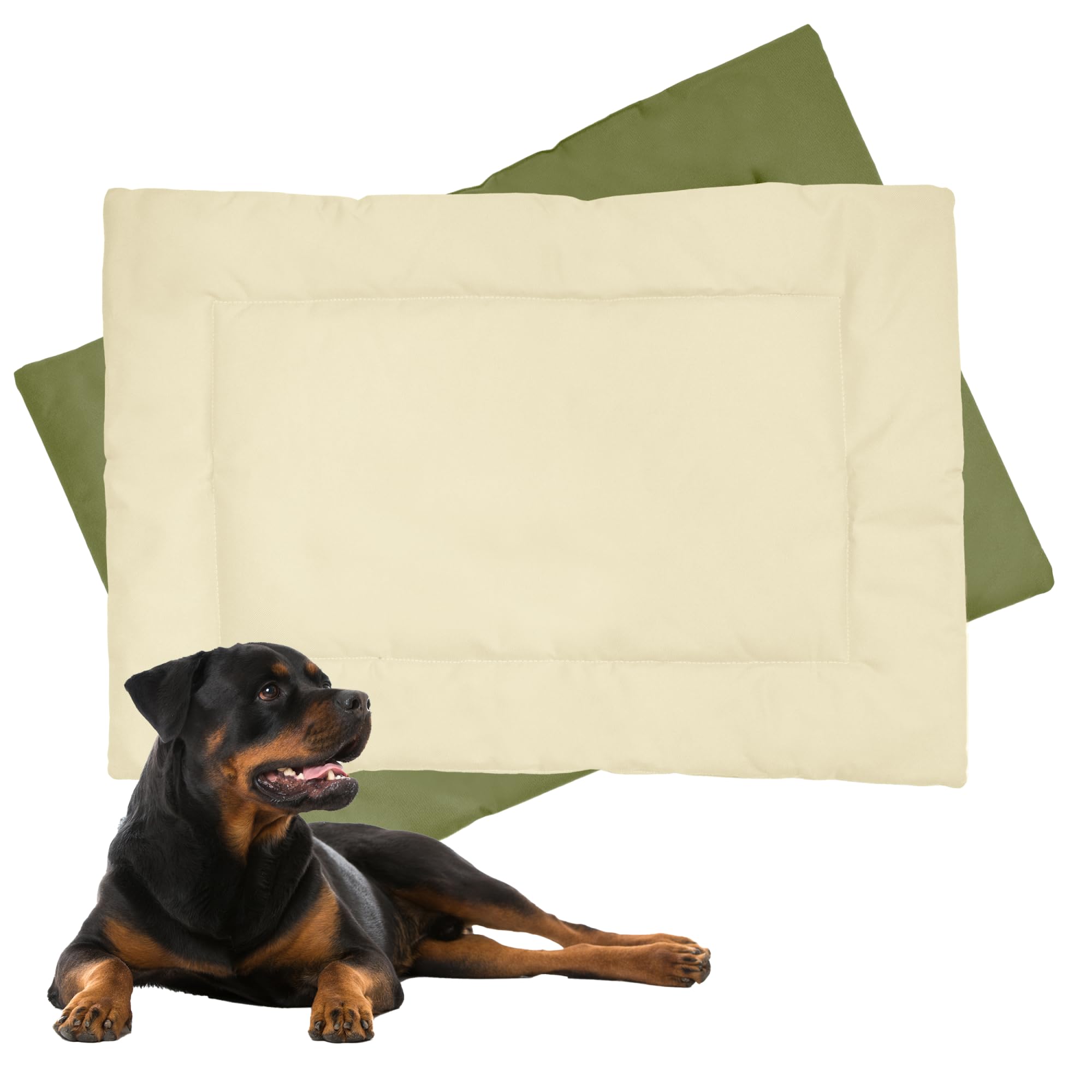 Downtown Pet Supply Dog Crate Pad, 35'' X 22'' - Waterproof, Ripstop Nylon Dog Crate Mat Chew Proof And Machine Washable - Olive