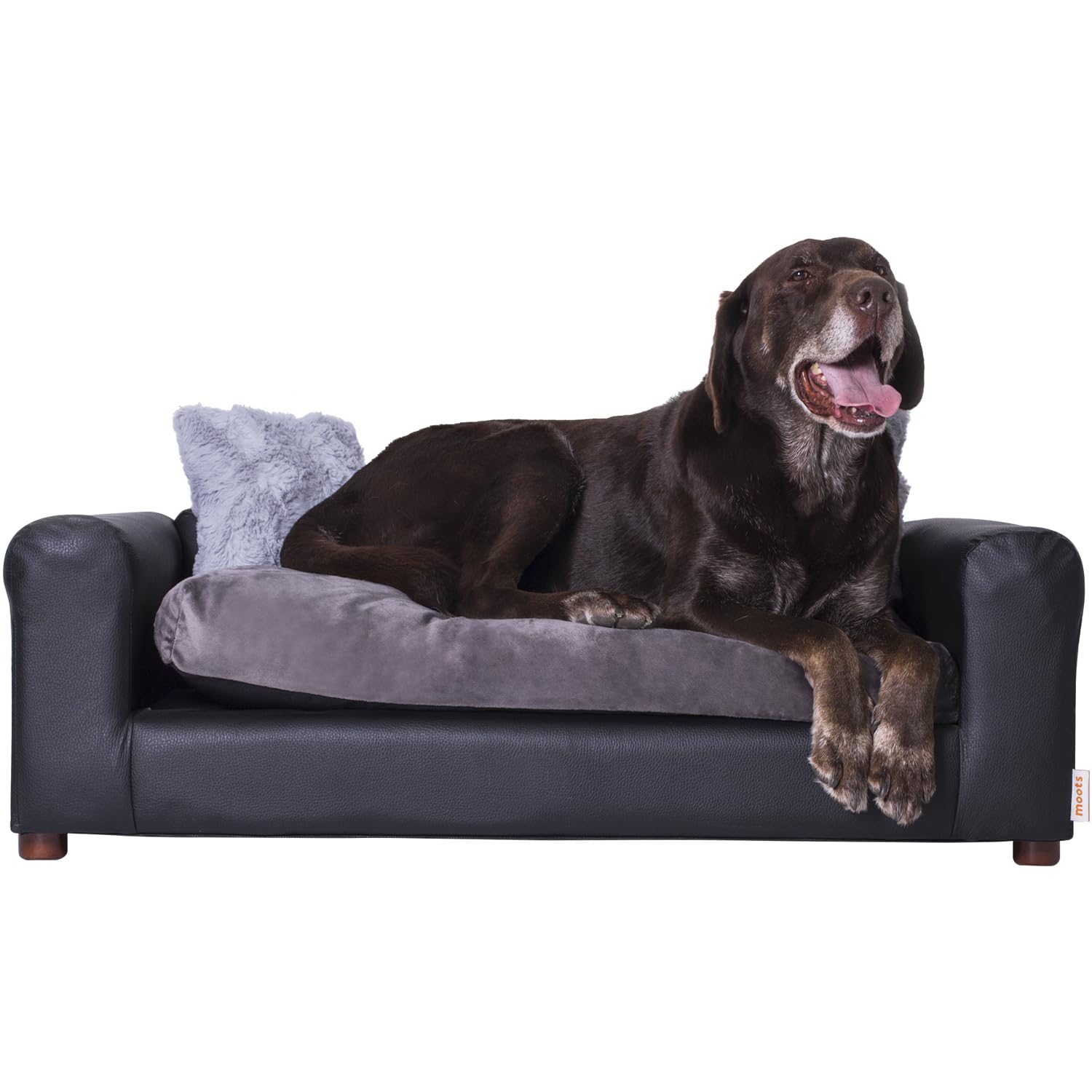 Moots Premium Leatherette Pets Sofa, Black/Charcoal, Medium/Large