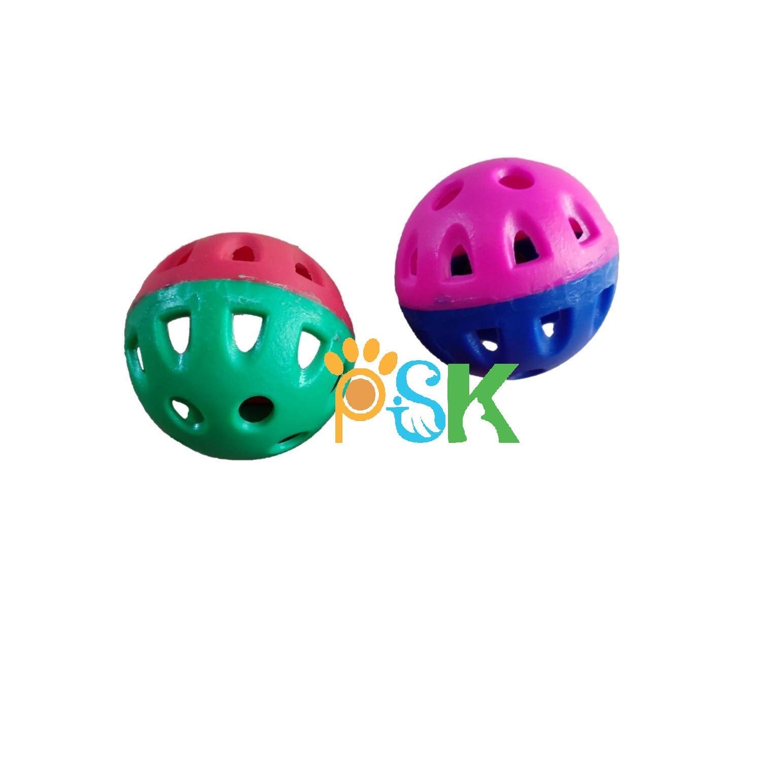 Psk Pet Mart 10 Pcs Pet Toy Ball Creative Hollow Cat Chasing Ball Toys Plastic Bell Balls For Birds & Cats (Pack Of 1)