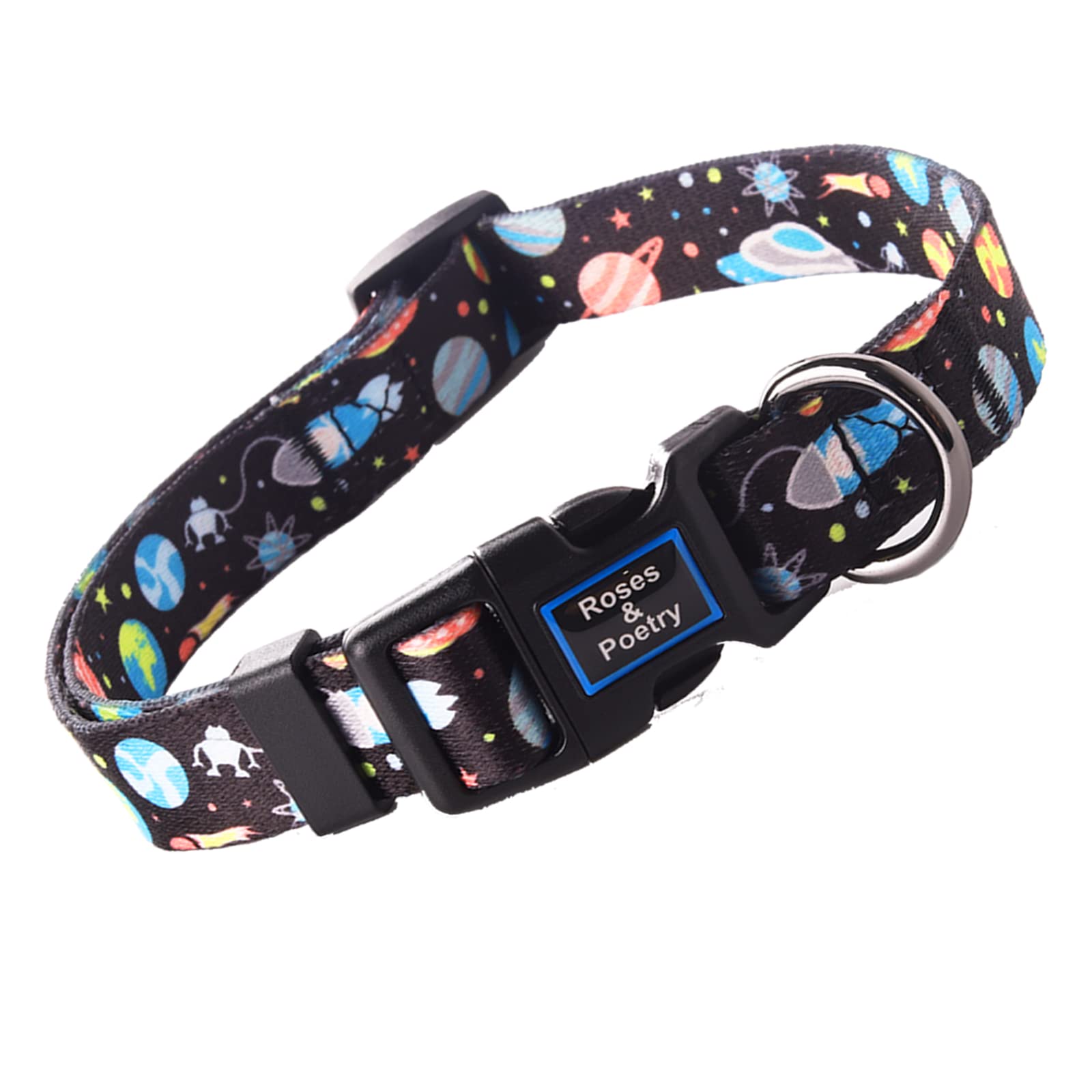 Roses&Poetry Dog Collar With Colourful Star Patterns, Adjustable Durable Puppy Collars For Small Medium Large Dogs (Star-Xs)