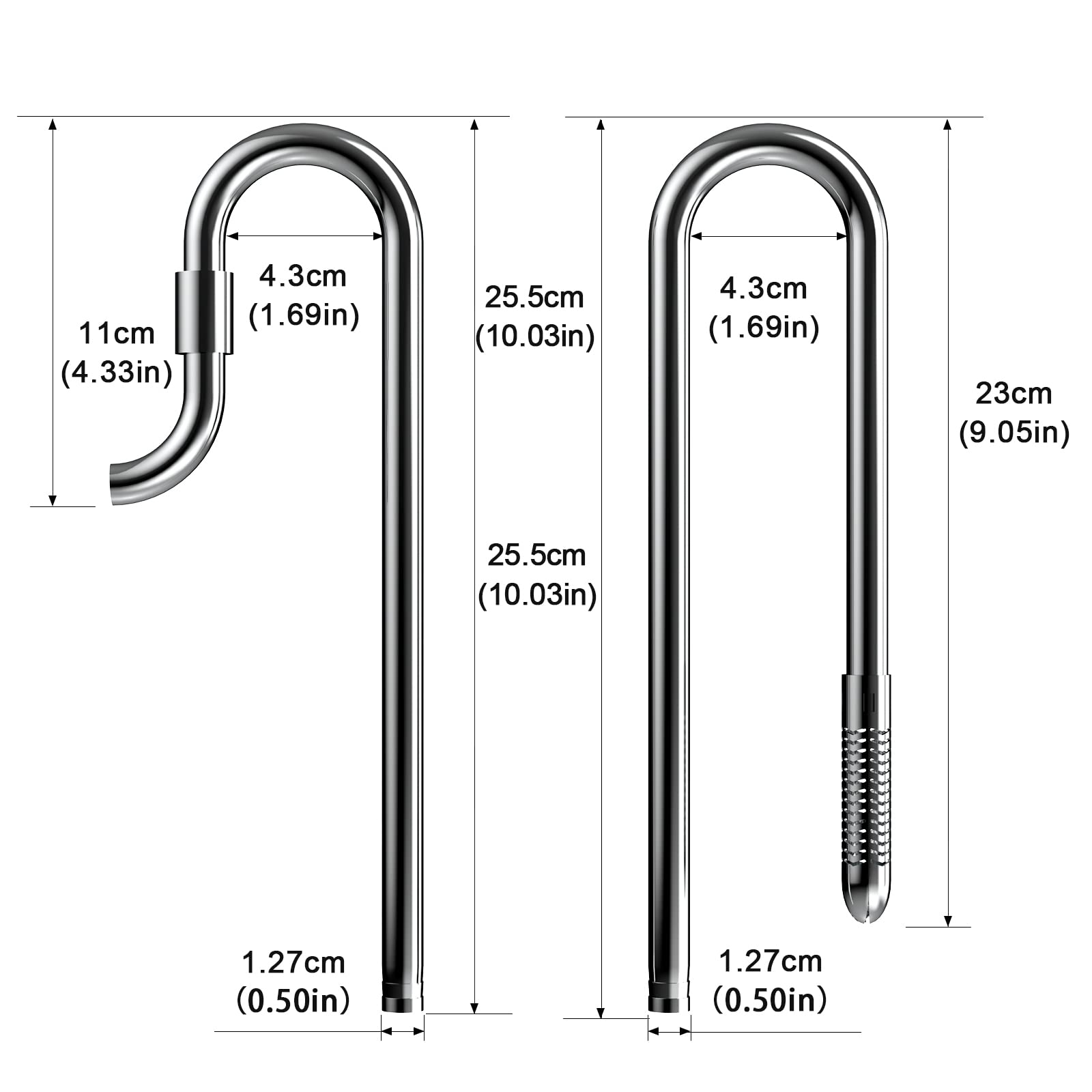 Fzone Mini 10 Inch Stainless Steel Filter Pipe Inflow And Outflow For Aquarium Plant Tank, Lily Pipes With Acrylic Pipe Fixer Fo