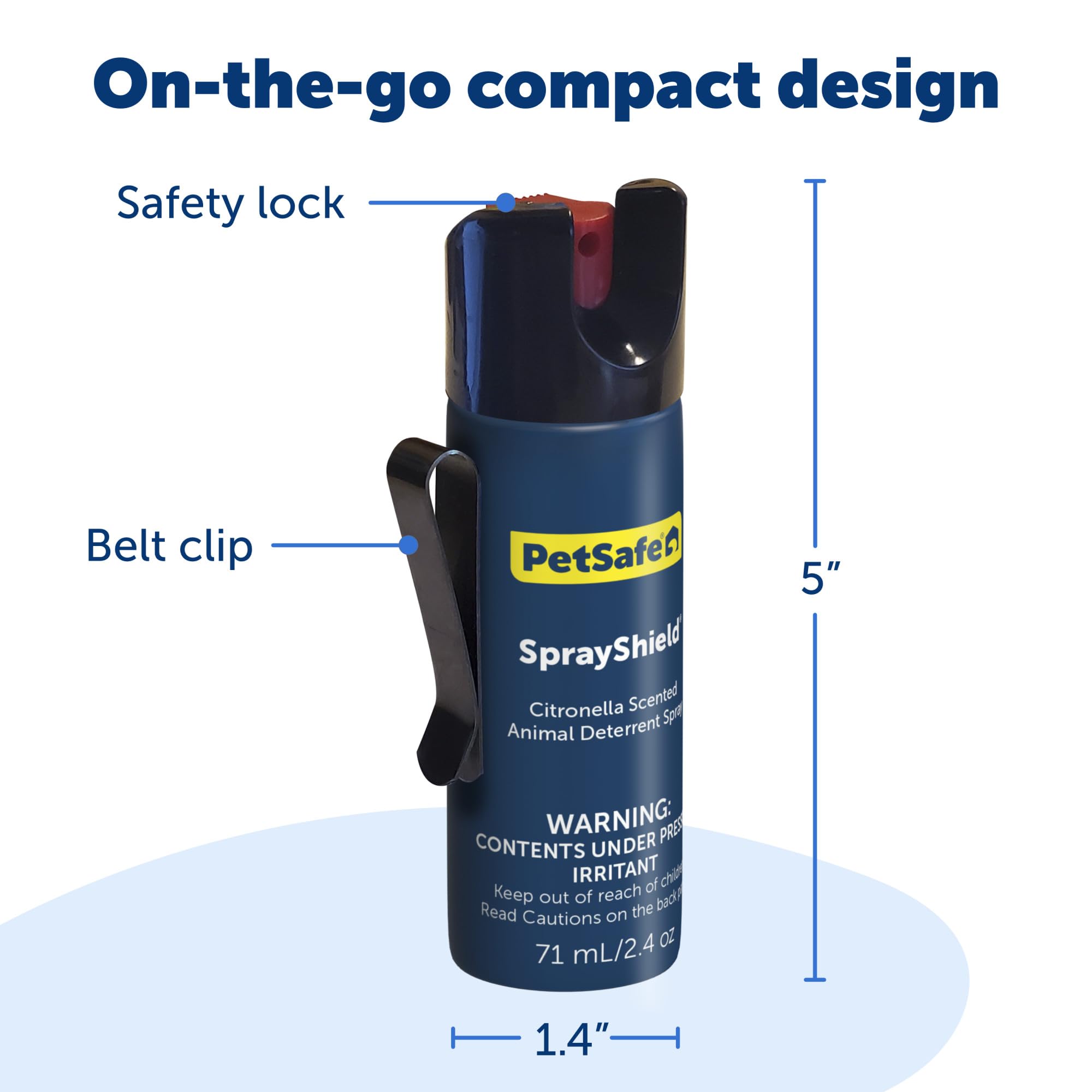 PetSafe SprayShield Animal Deterrent Spray, 2.4 Oz, Dog Self Defense, Compact Design, Citronella, Belt Clip, 10 Foot Stream, Black