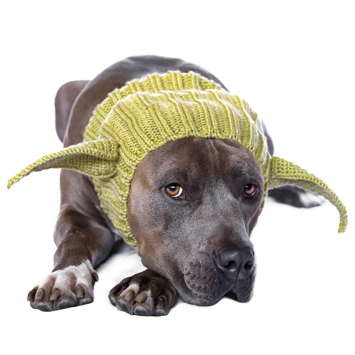 Zoo Snoods Baby Yoda Costume - Alien Knit Dog Snood Wrap For Pets, Warm Neck Ear Cover Protection For Halloween And Winter (Large)