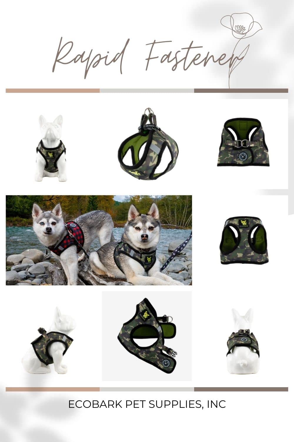 Ecobark Step In Dog Harness - Eco-Friendly Teacup Dog Harnesses For Xxs, Xs, And Small Dogs - Reflective And Adjustable Mini Body Halter Vest -Tiny Soft Mesh Toy Breed Harness Under 5 Lbs (Xxxs, Camo)
