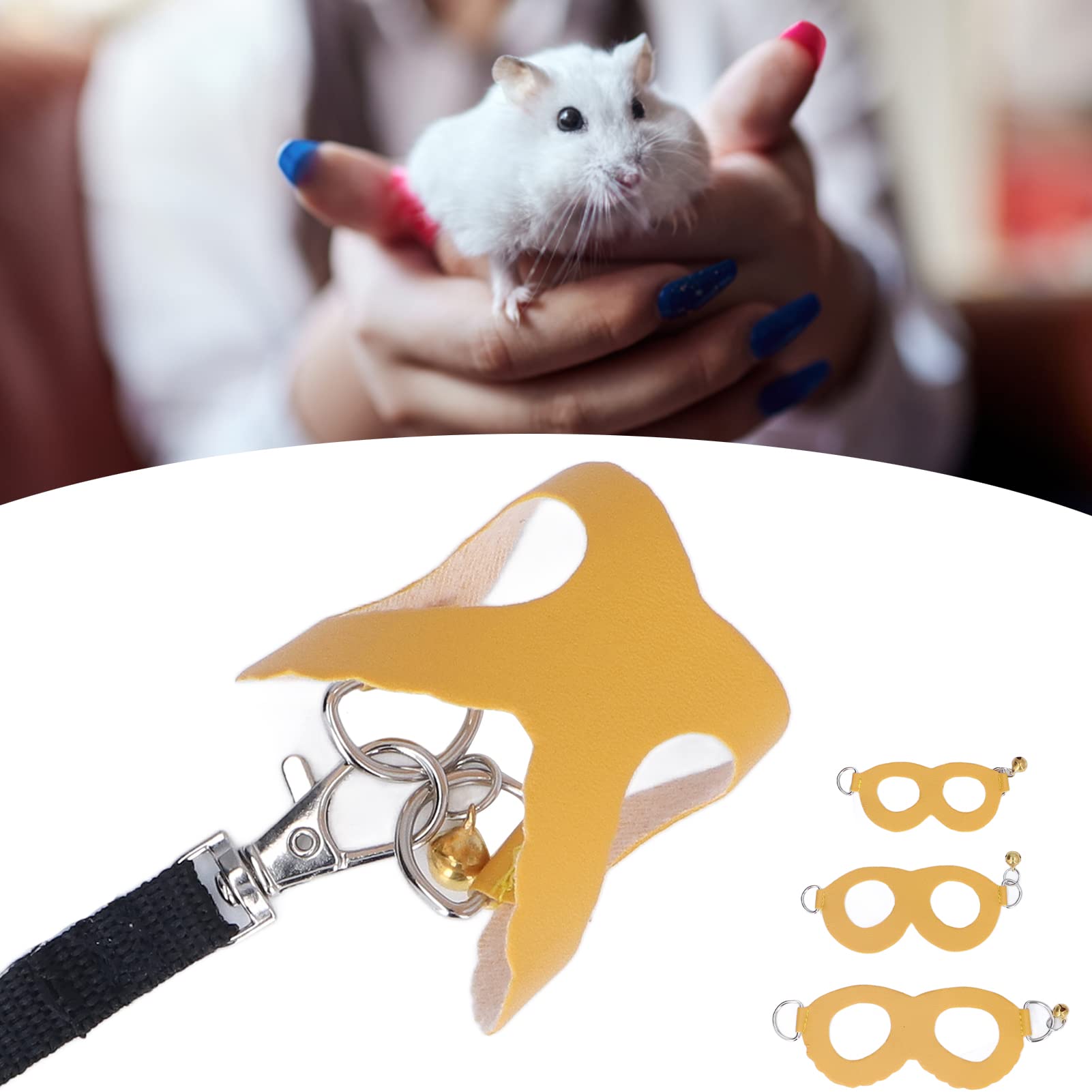 Hamster Harness Vest And Leash Set No Pulling Comfort Padded Vest Guinea Pig Striped Harness For Guinea Pigs, Hamster, Ferret, , Chinchilla Yellow