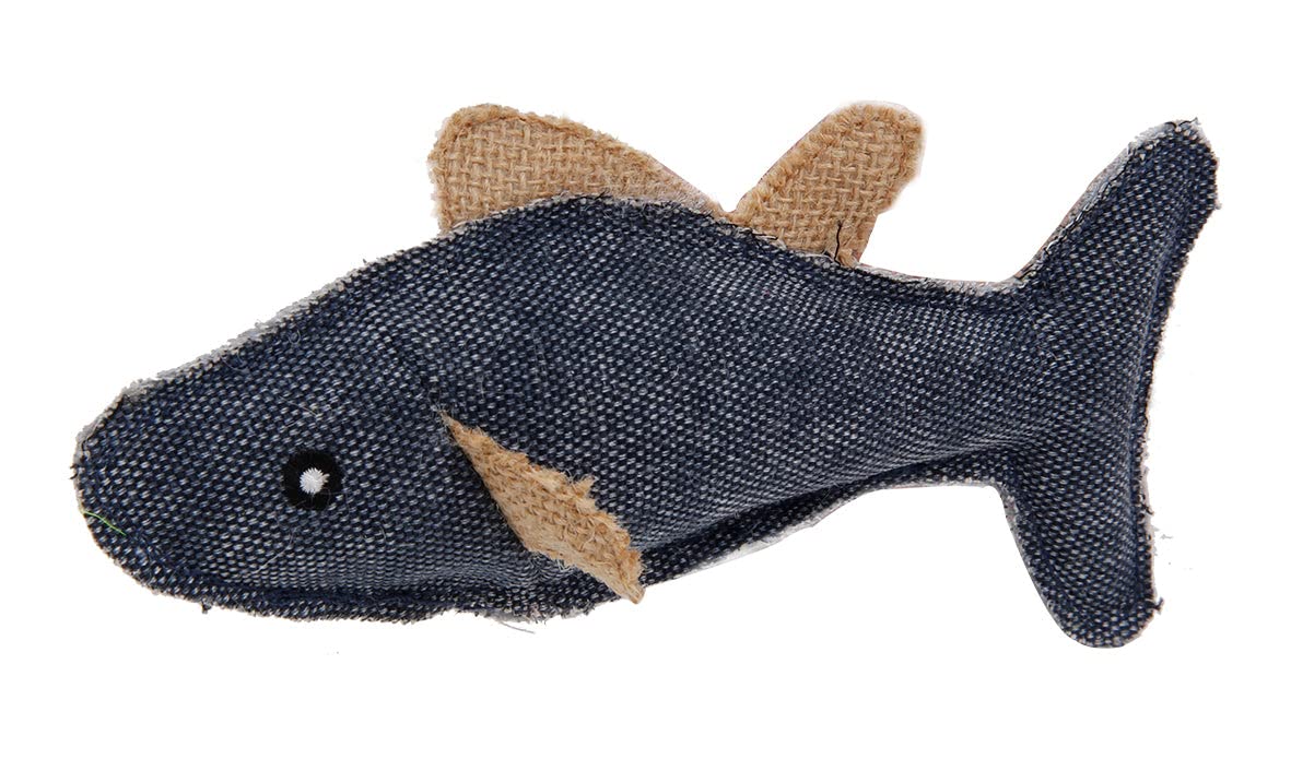 Pet Life Cty7Bklg Durable Fish Cat & Mouse Plush Kitty Catnip Teaser Kitty Kitten Cat Toy, Large, Black