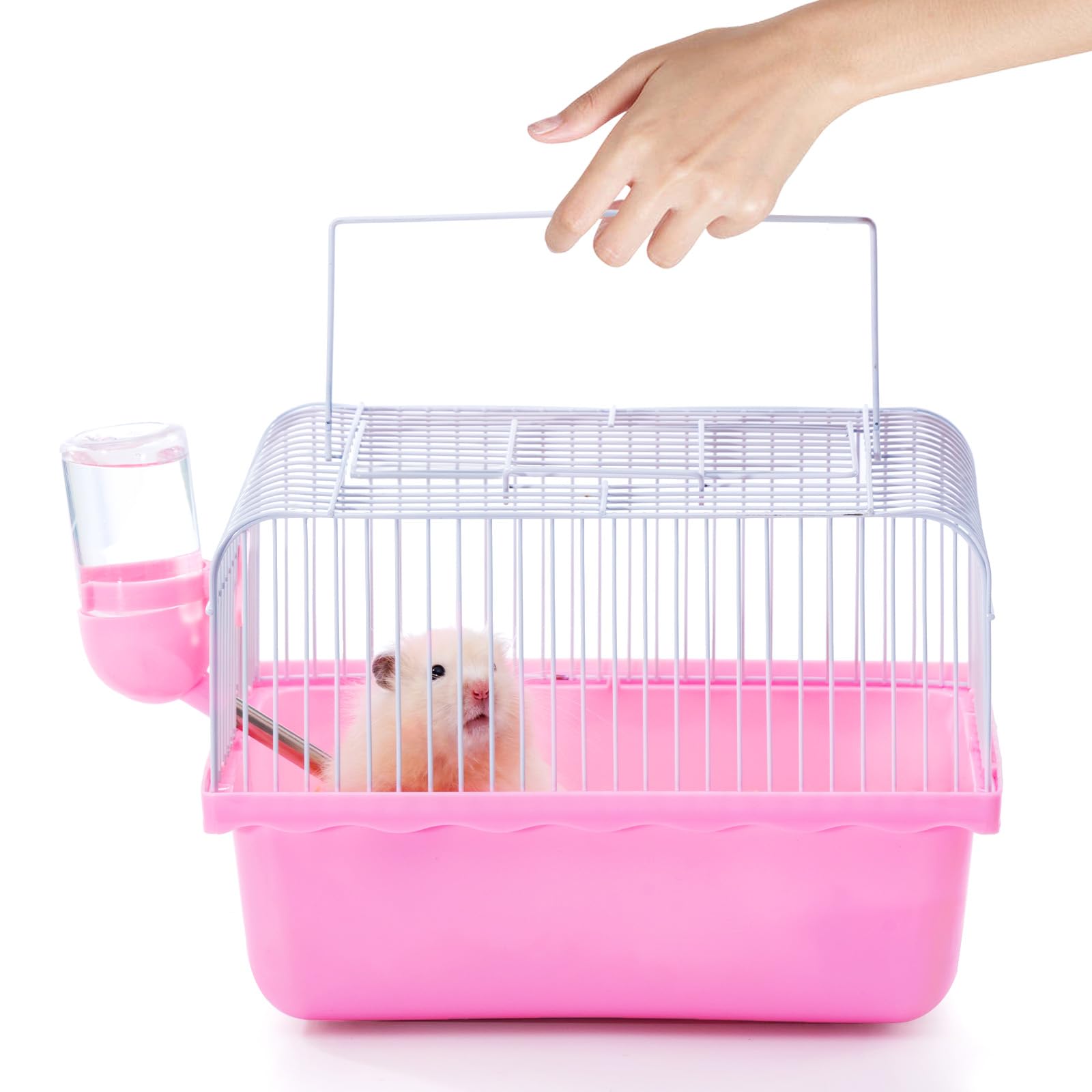 Small Hamster Cage, Hamster Travel Carrier, Travel Cage, Portable, Hand-Held, Breathable, Easy To Clean Carry, For Short Trip, V