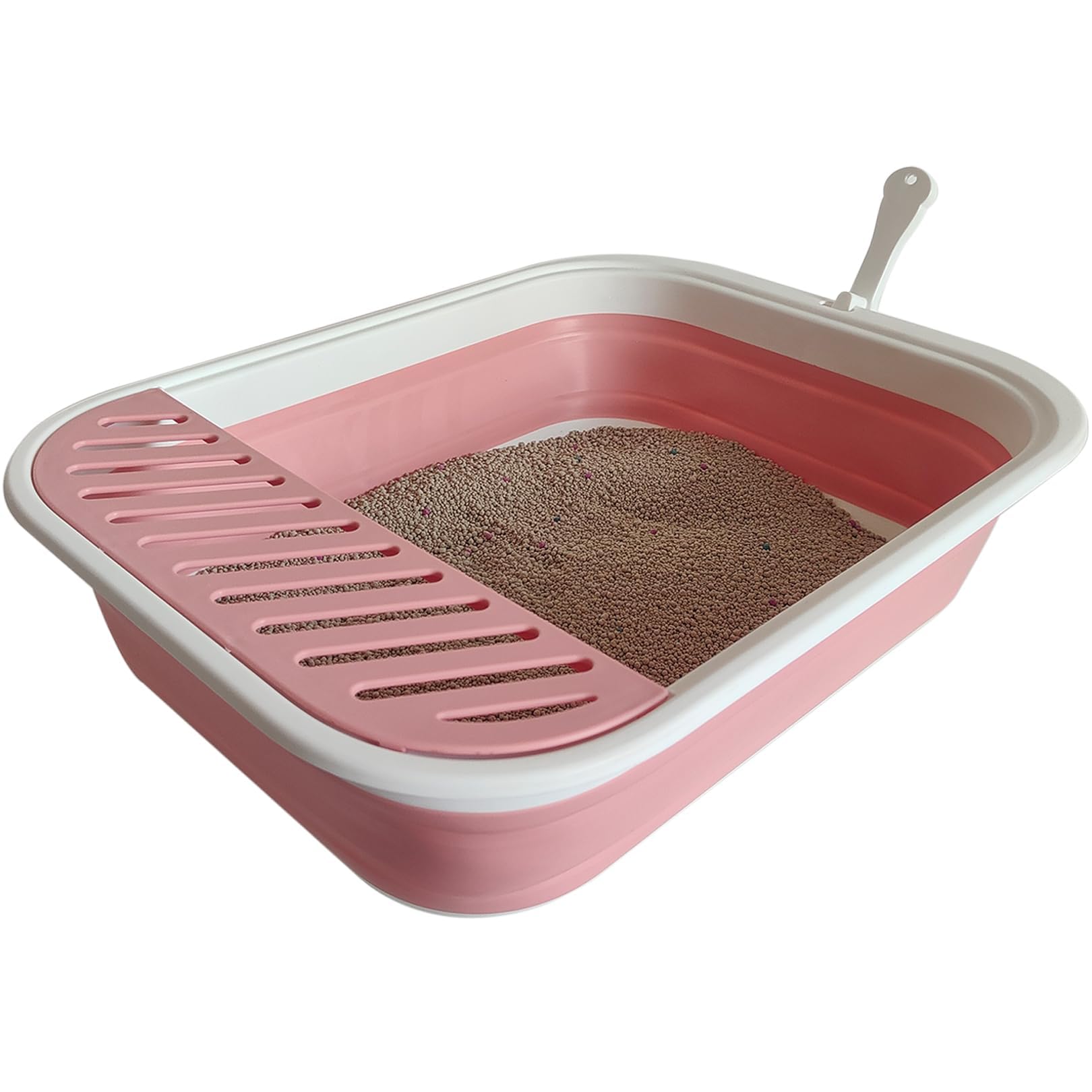 Collapsible Small Cat Litter Box For Kittens Open Potty Pan Travel Foldable Waterproof Shallow Anti-Splash Removable Semi-Enclos