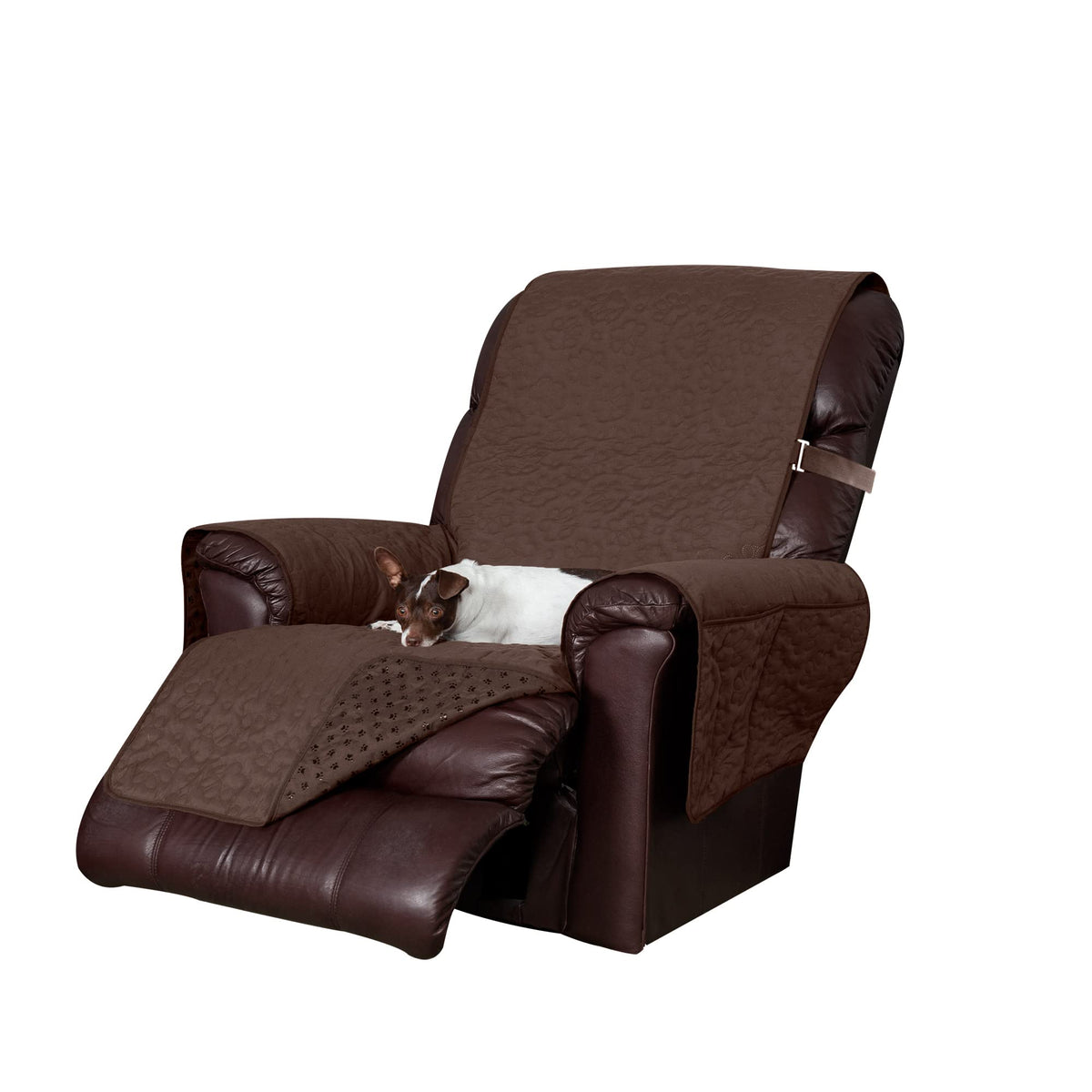 Furhaven Recliner Slipcover Waterproof  Non Slip Quilted Paw Print Furniture Protector Cover, Washable - Espresso, Recliner