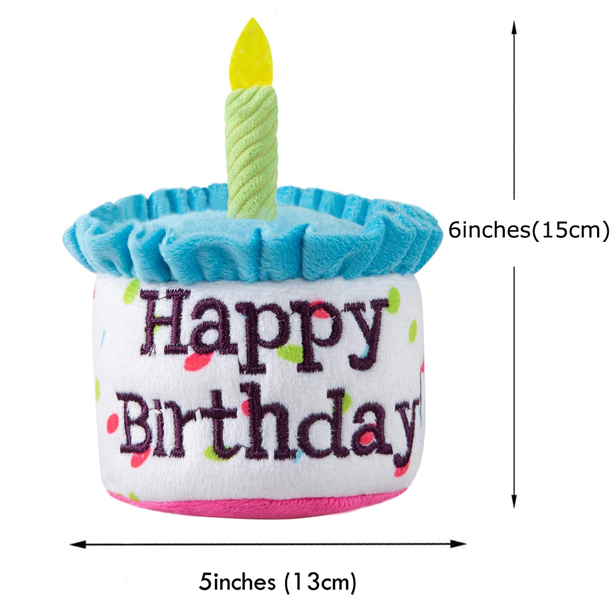 Ushang Pet Dog Birthday Cake Toy, Happy Birthday Cake Shaped Squeaky Dog Toys For Medium & Large Dogs Funny Dogs Gifts Plush Dog