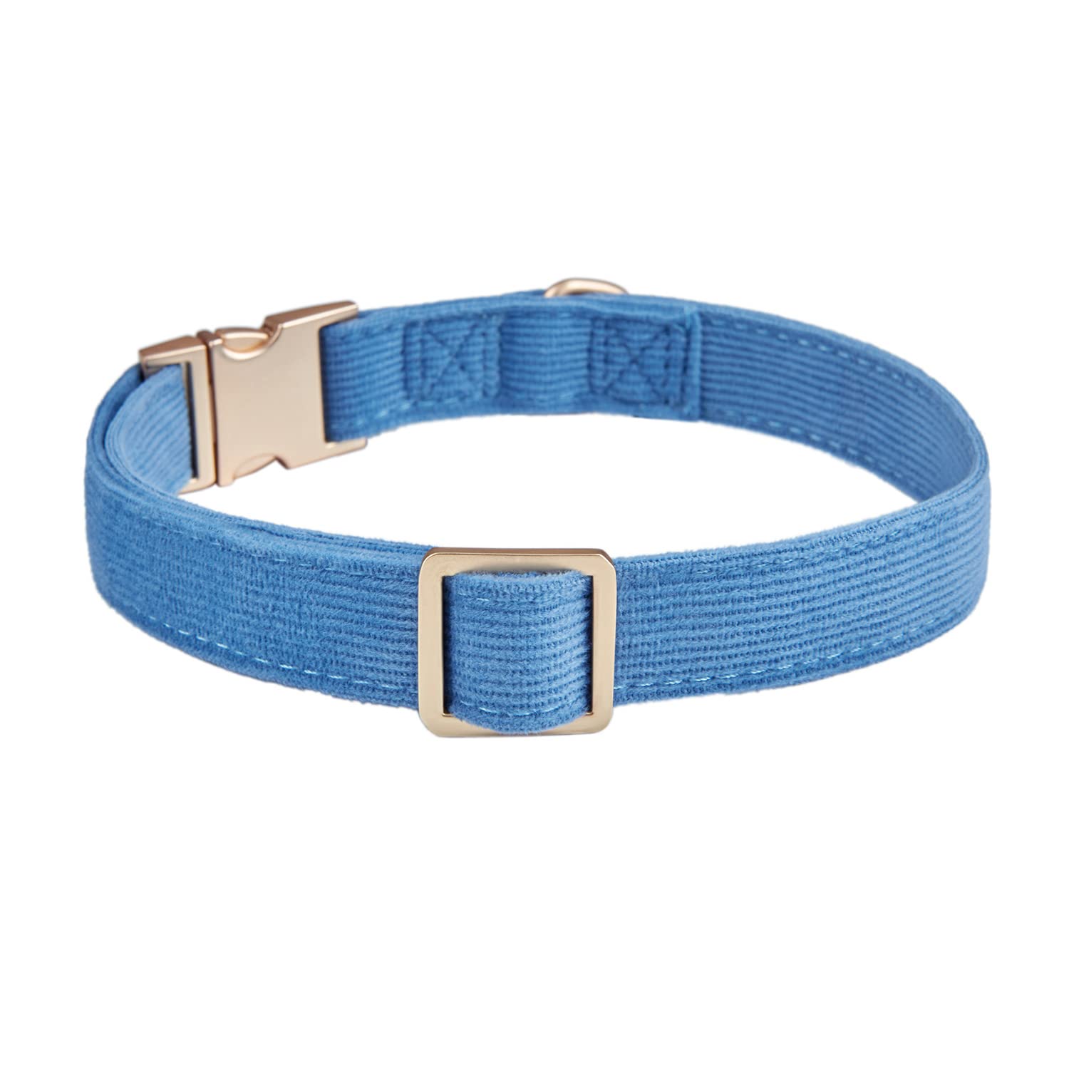 Ewinoom Soft Dog Collar With Metal Buckle Adjustable Comfort Cotton Corduroy Collars For Medium Dogs Velvet Dog Collars,Royalblu