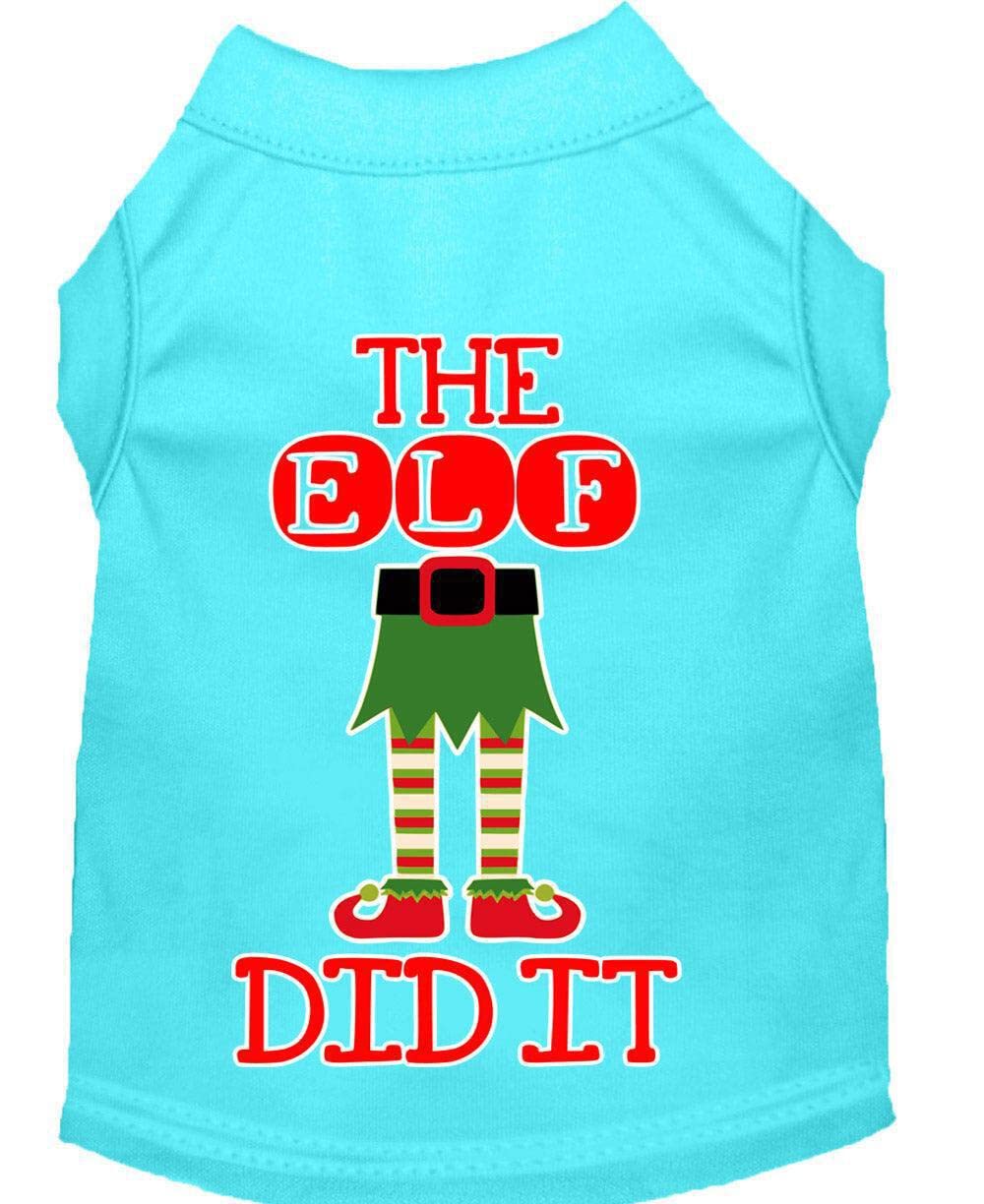 Christmas Pet Dog & Cat Shirt Screen Printed, &quot;The Elf Did It&quot; Light Pink SM (3-6 lbs.)