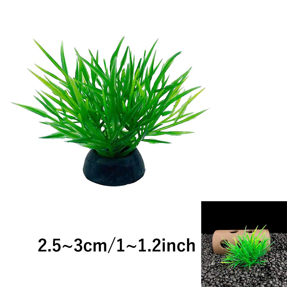 Smoothedo-Pets Aquarium Plants Fish Tank Decorations 20Pcs Small Size/1Inch Tall Plastic Artificial Plant Goldfish Waterscape Fish Hides Mini Grass Set (Green-C)
