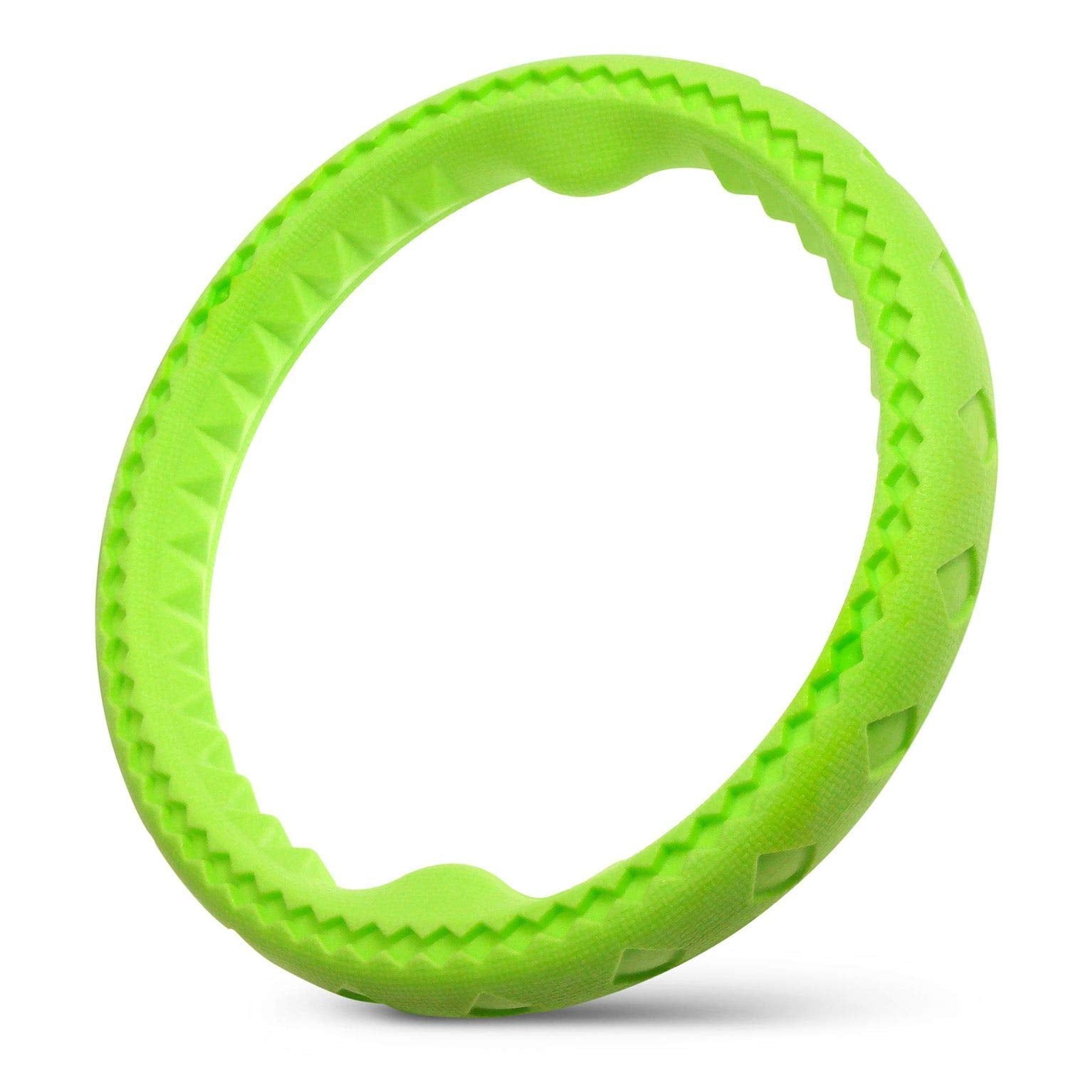 Fluffy Paws Dog Chewing Ring - Soft Rubber Ring Dental Chewing Teething Biting Chasing Training Toy For Small And Medium Dog Puppy - 10', Green