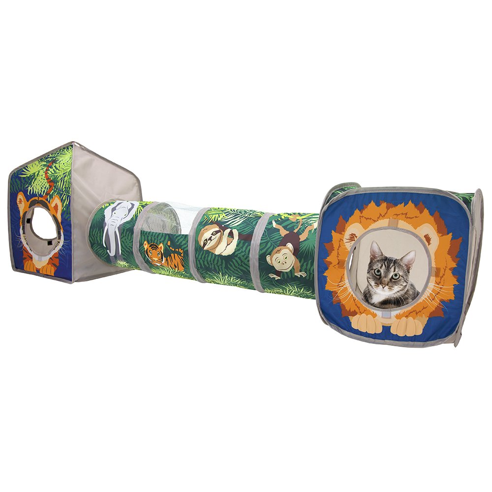 Kitty City Jungle Cat Cube Combo, Collapsible Cat Cube, Cat Bed, Tunnel, Cat Toy