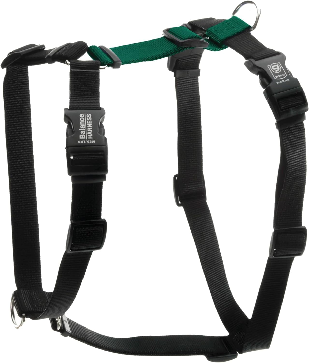 Blue-9 Buckle-Neck Balance Harness, Fully Customizable Fit No-Pull Harness, Ideal For Dog Training And Obedience, Made In The Usa, Hunter Green, Medium
