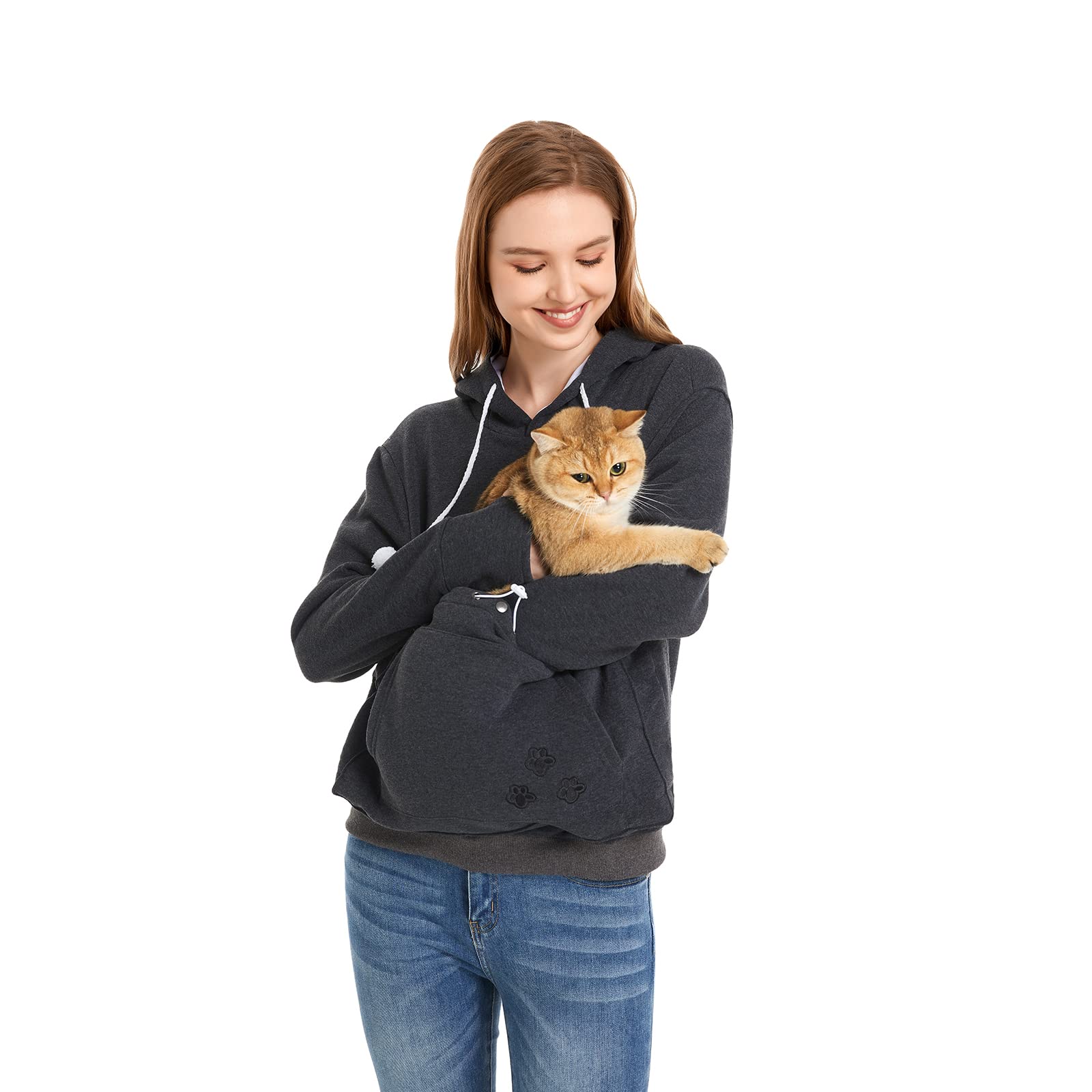 Kei Tomlison Unisex Big Pouch Hoodie Long Sleeve Fleece Pet Dog Holder Carrier Pullover Sweatshirt… Dark Grey