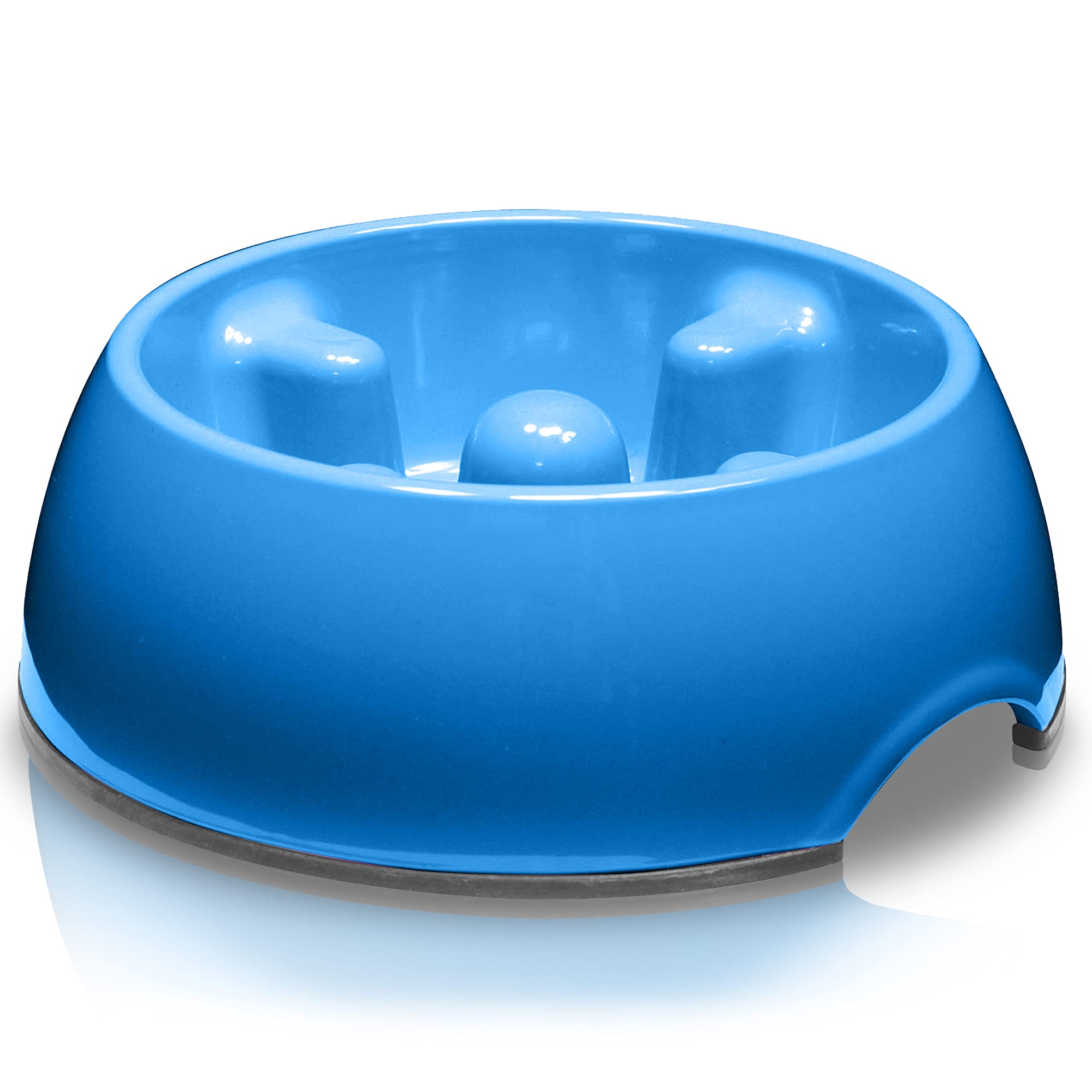 Dogit Dog Bowl Slow Feeder for Wet or Dry Dog Food, Go Slow Anti-Gulping Dog Dish, Blue, M
