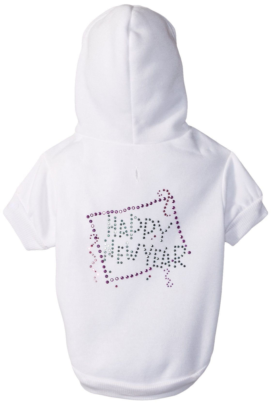 Pet, Dog & Cat Hoodie Rhinestone, &quot;Happy New Year&quot; Cream MD (6-10 lbs.)