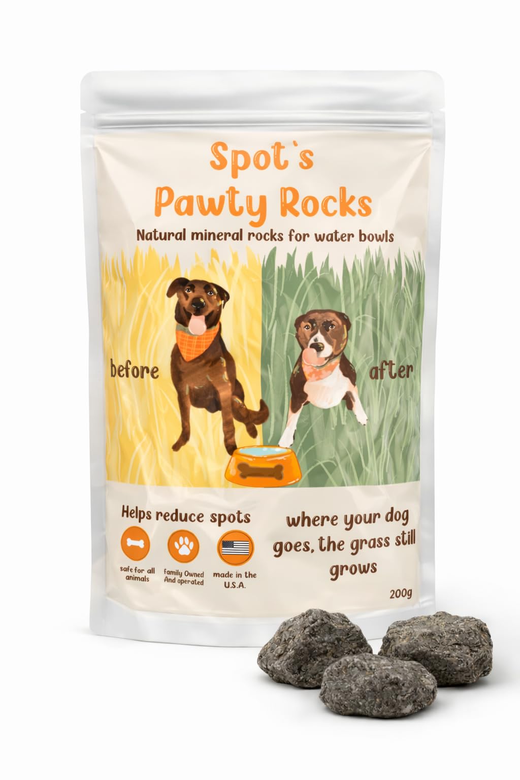 Spots Pawty Rocks - Natural Mineral Stones for Dog Water Bowls - Helps Reduce Lawn Burn & Yellow Grass Spots from Dog Urine - Ma