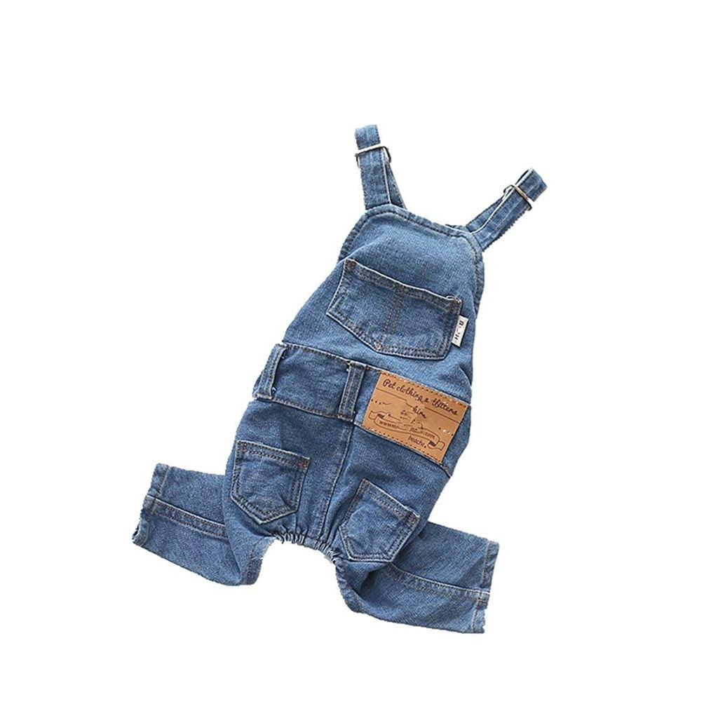 Leowow Pet Dog Denim Clothes Small Dogs Cowboy Overalls Classic Puppy Vintage Clothes Cat Apparel-S/M