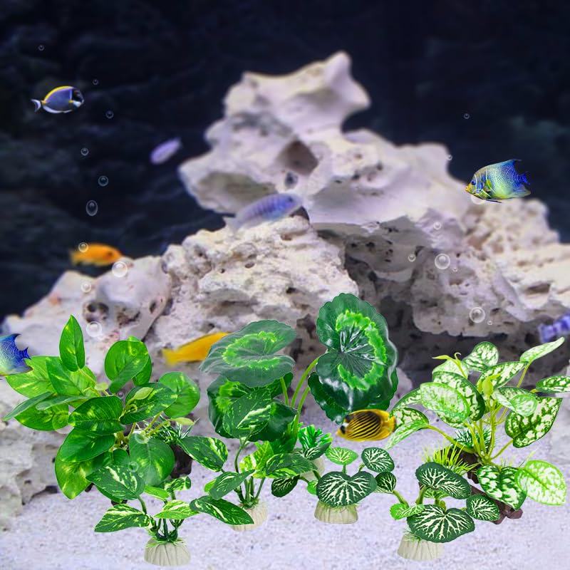 Vtapliea Betta Fish Tank Accessories 7 Pack Silk Aquarium Plants Decoration Artificial Fish Tank Plants Set for Aquariums Decor