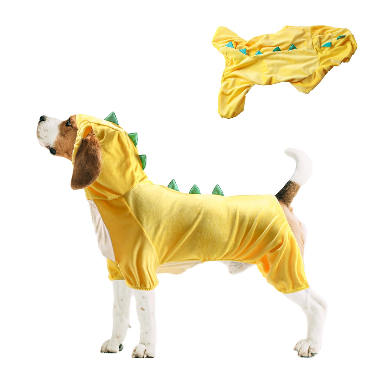 Nacoco Halloween Dog Dinosaur Costume - Pet Clothes Design Hoodie Yellow For Medium & Large Dog(Yellow, Xs)