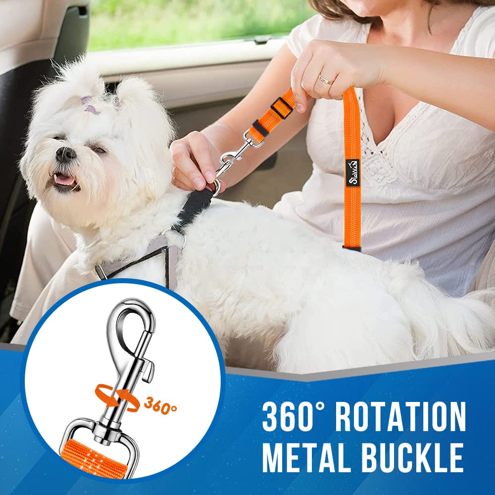 Lukovee Double Dog Seat Belt, New Dual Pet Car Headrest Restraint Safety Seatbelt No Tangle Dog Leash Duty Adjust Elastic Bungee Puppy Lead Splitter Connect Harness In Vehicle Travel For 2 Dogs (Or)
