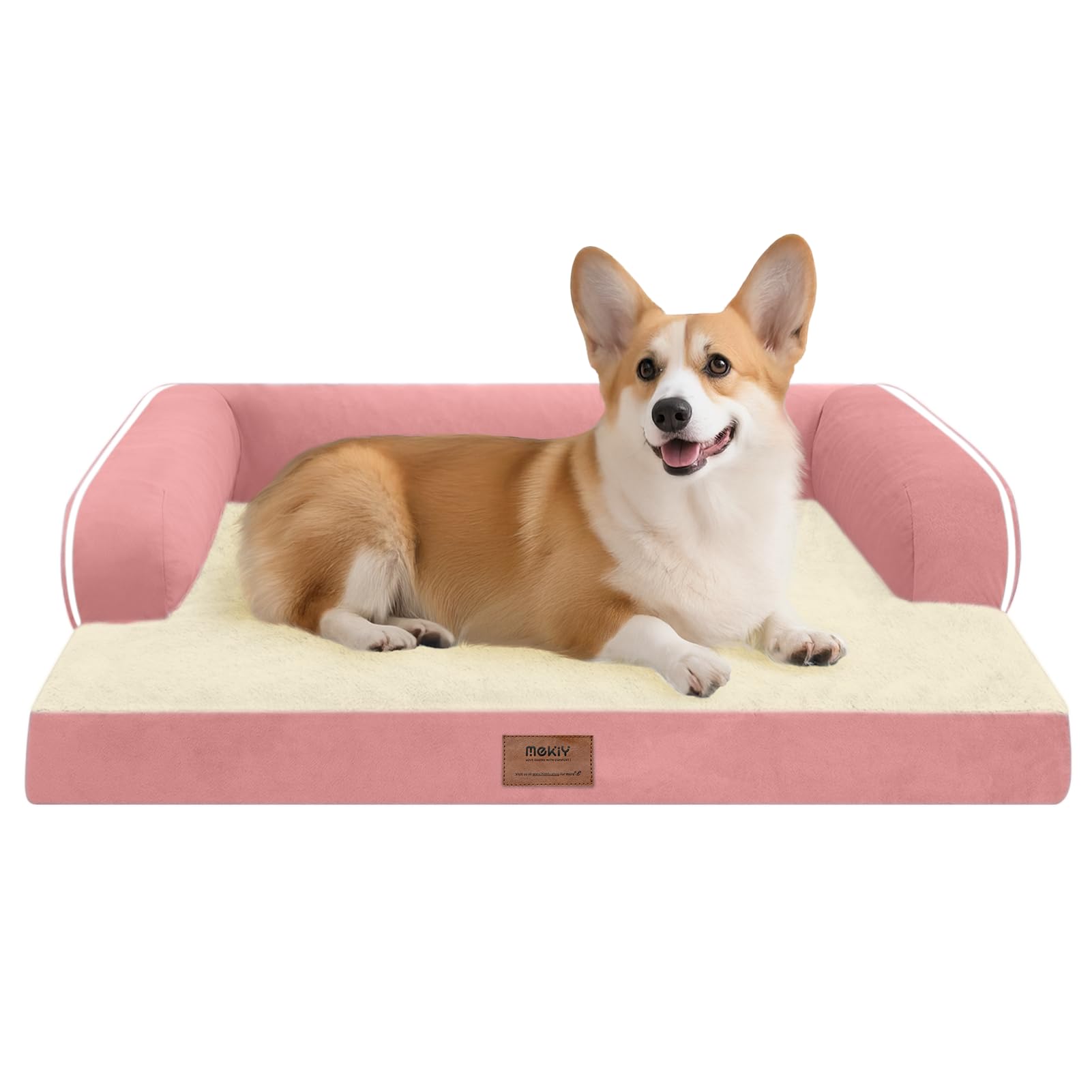 Dog Bed Medium Size Dog-Orthopedic Waterproof Bed for Dogs,Foam Couch Sofa with Washable Removable Cover & Non-Slip Bottom-Pink