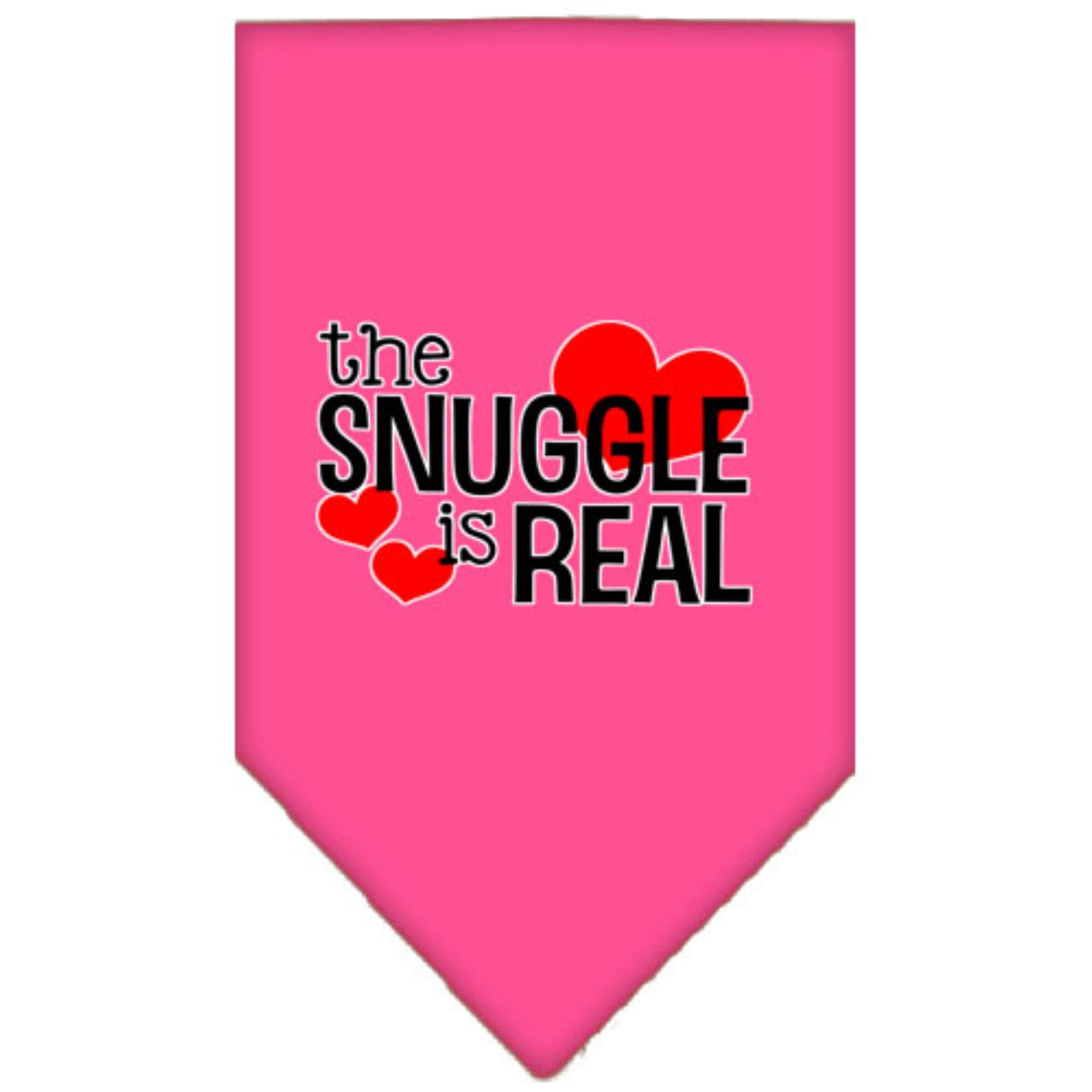 Mirage Pet Product The Snuggle is Real Screen Print Bandana Bright Pink Large