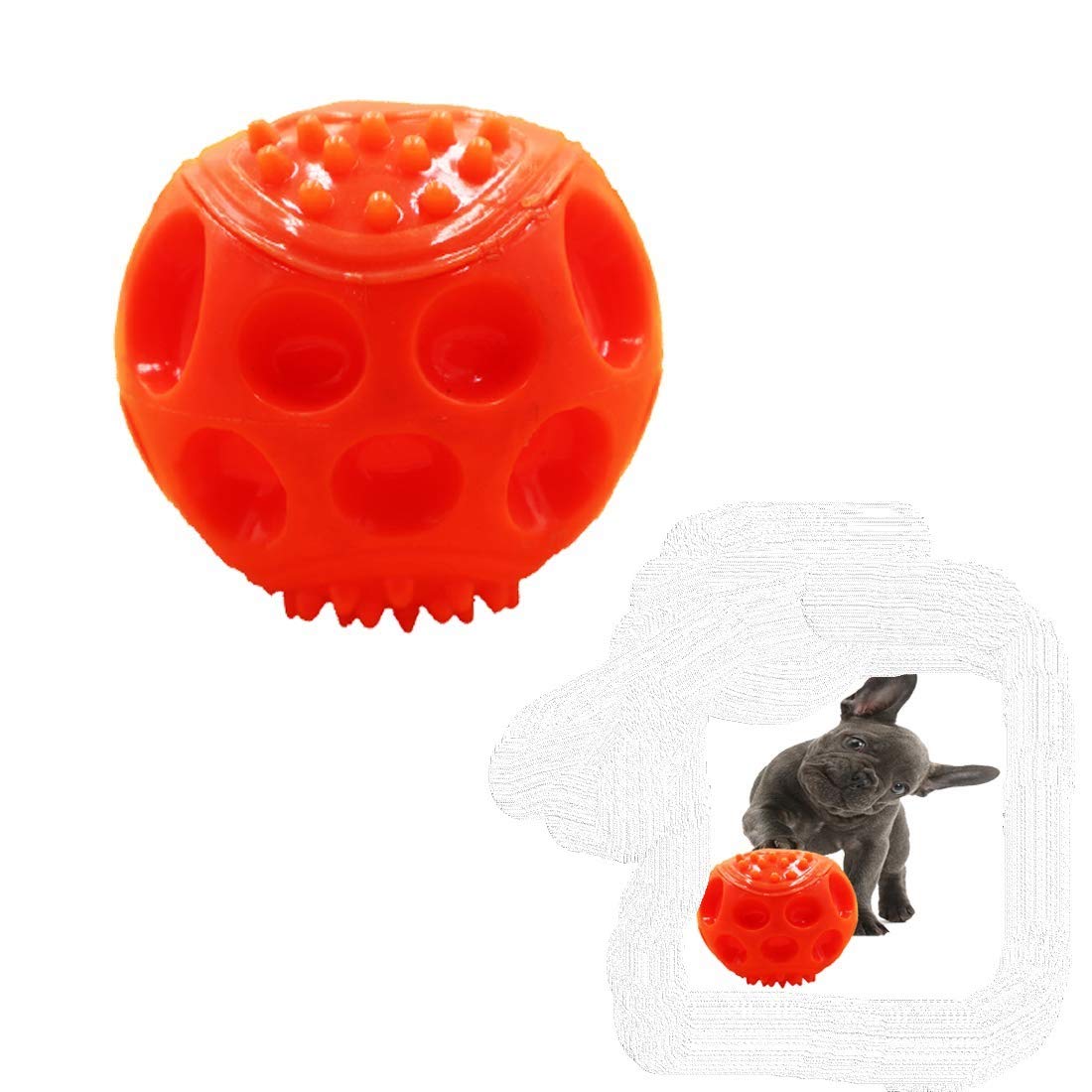 BLACKDOG Puppy Dog Squeaky Fetch Ball Toys [Meteorites Bouncy Series] Squeeze Chew Toy for Aggressive Chewers [NonToxic Soft Ru