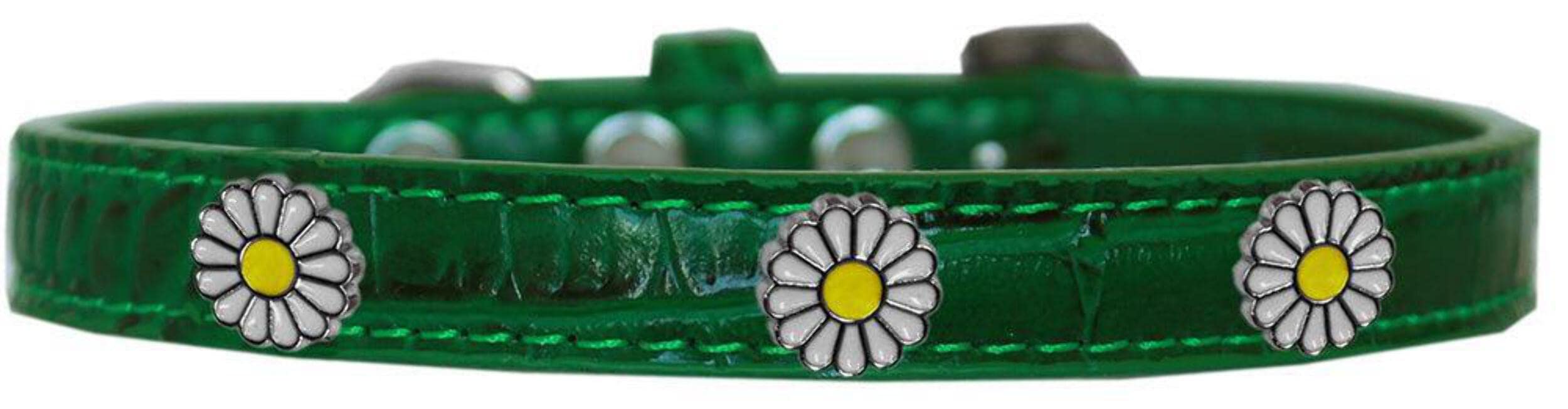 Dog, Puppy & Pet Designer Croc Widget Collar, &quot;White Daisies&quot; Purple 12