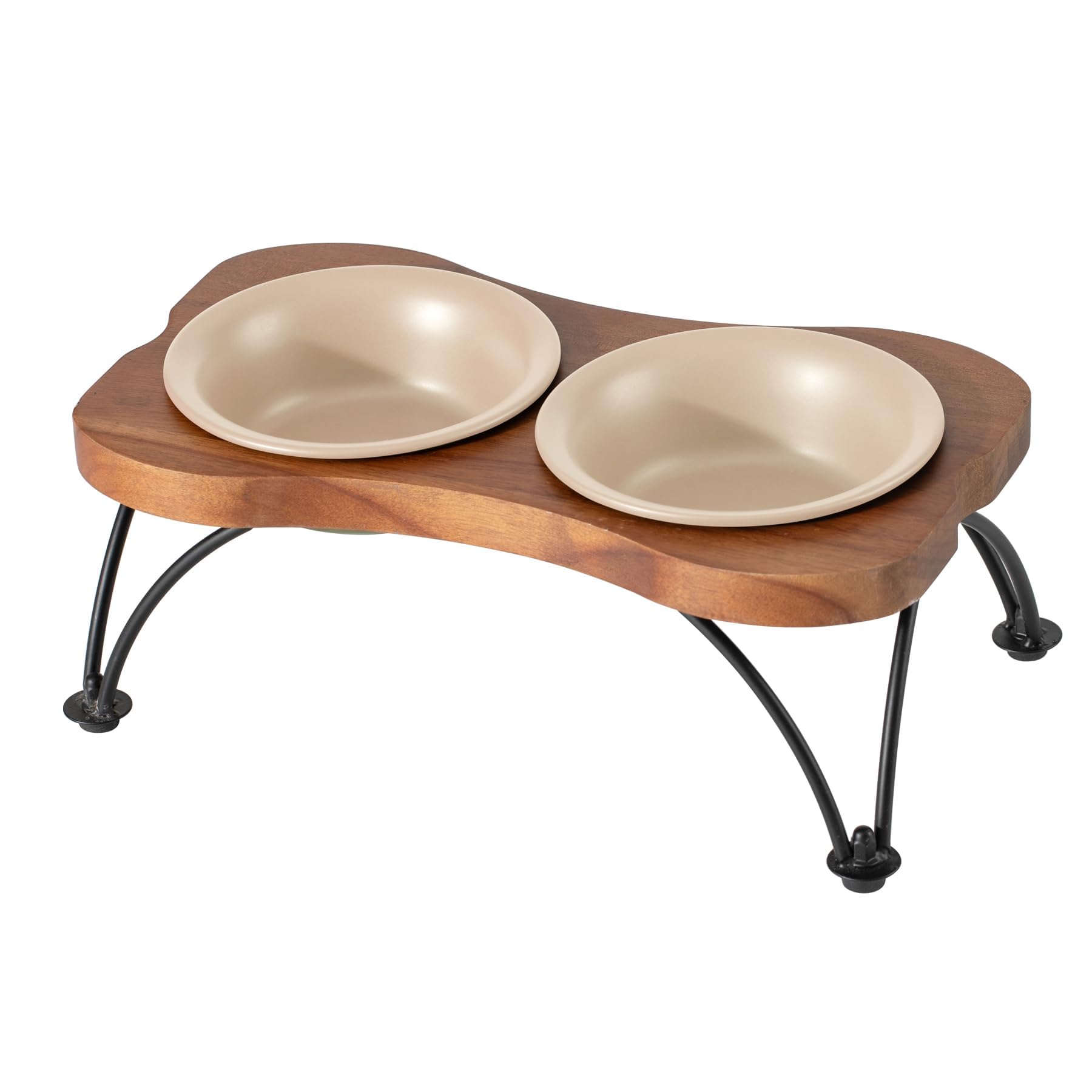 Havniva Ceramic 5.5-inch Raised Double-Bowl Set with Non-Slip Stand, 1 Cup Food or 9.5oz Water Dishes for Puppies and Cats, Wide