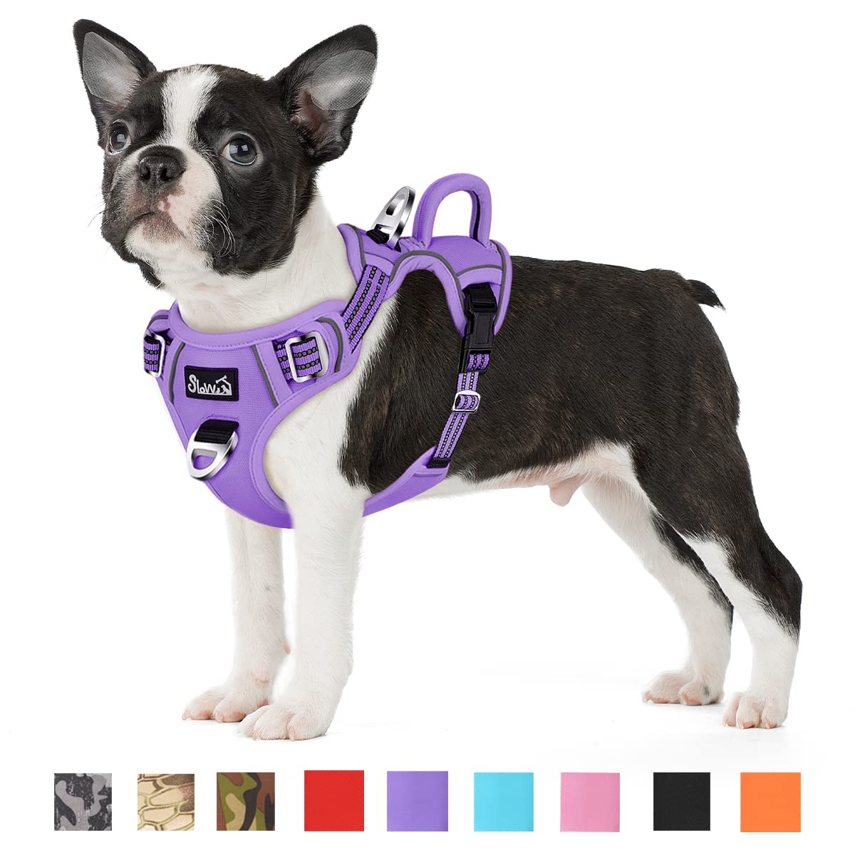 Slowton Dog Harness For Medium Dogs, No Pull No Choke Pet Harness With 2 Leash Clips And Easy Control Vertical Handle, Adjustabl