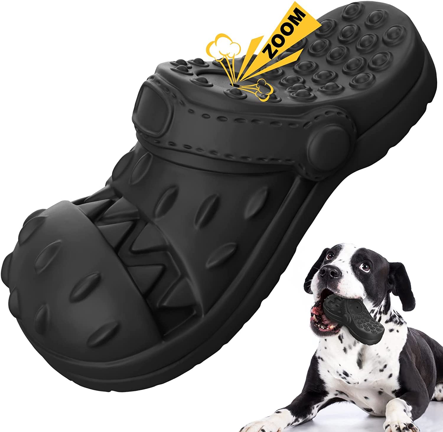 Tough Dog Toys For Aggressive Chewers, Indestructible Dog Toys, Durable Dog Chew Toys Natural Rubber Dog Toy With Bleef Flavor For Small/Medium/Large Interactive Squeaky Dogs (Black)