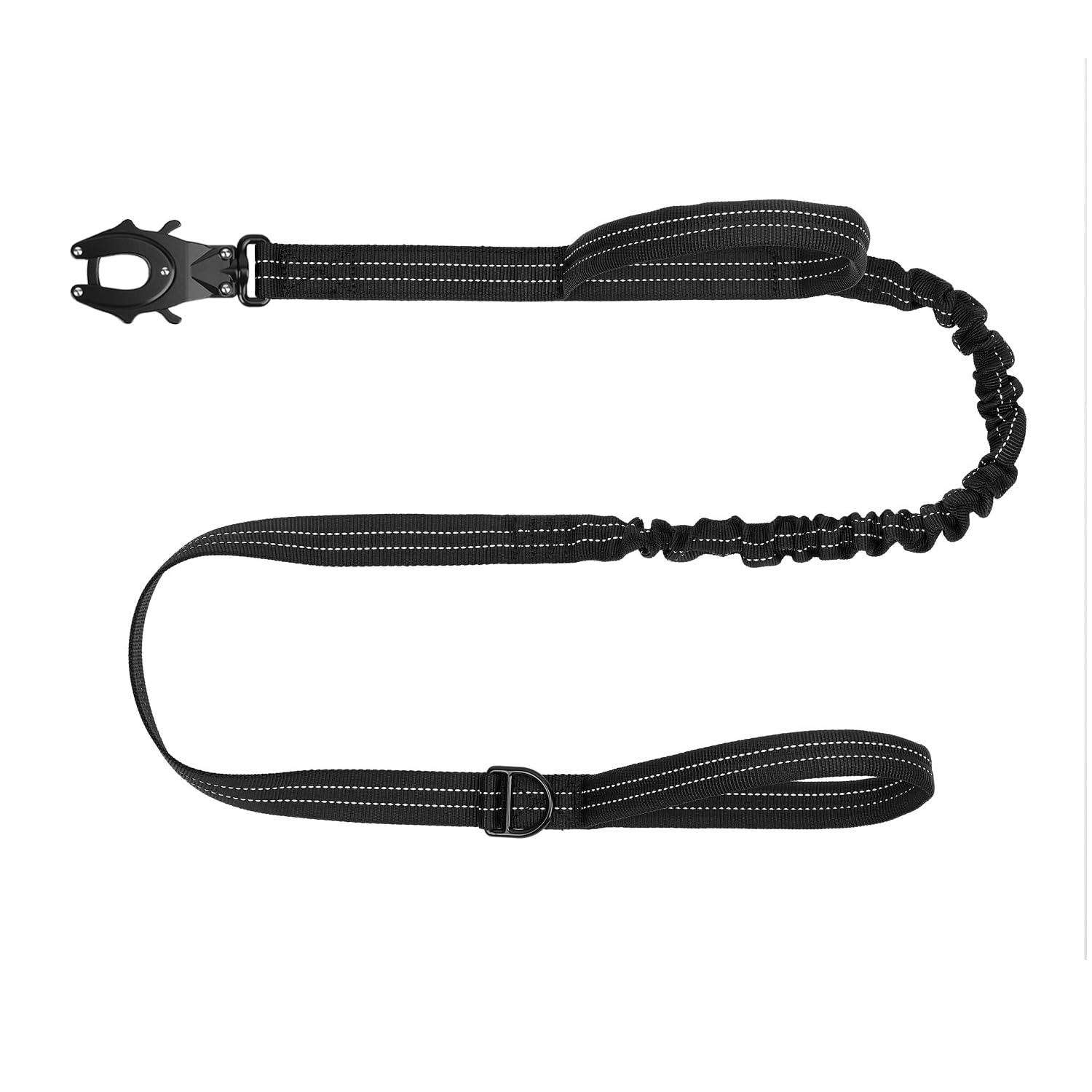 Icefang Tactical Dog Leash,K9 Training Walking Bungee Lead With 2 Control Handle,Heavy Duty Quick Release Metal Clasp,Hands Free