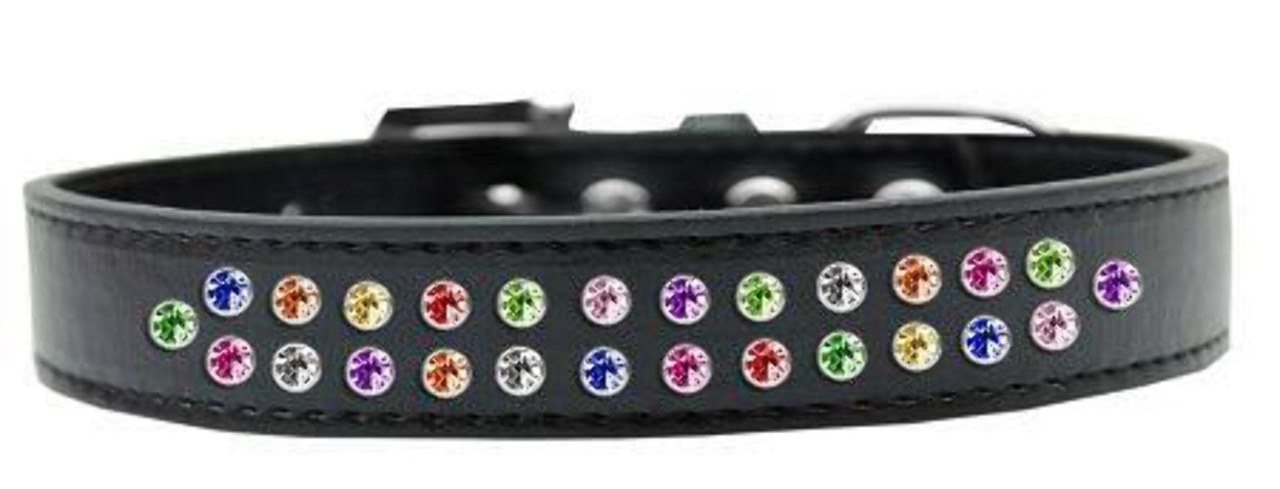 Mirage Pet Products Two Row Confetti Crystal White Dog Collar, Size 20