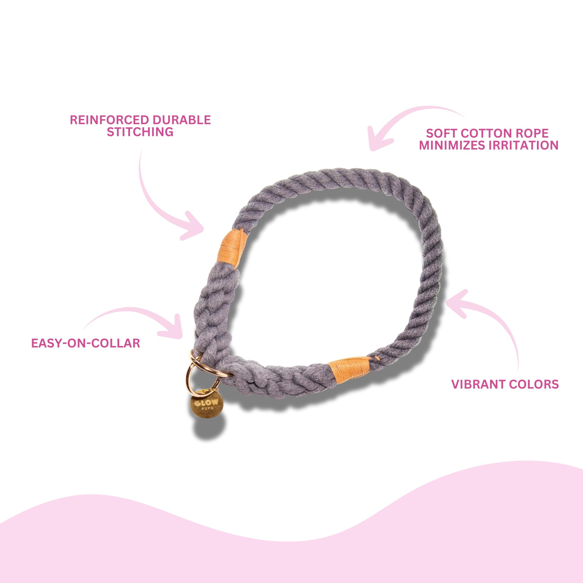 Glow Pups Rope Dog Collar, Handmade Ombre Slip Collar For Medium And Large Dogs, Durable Rope Construction, Adjustable Fit, Styl