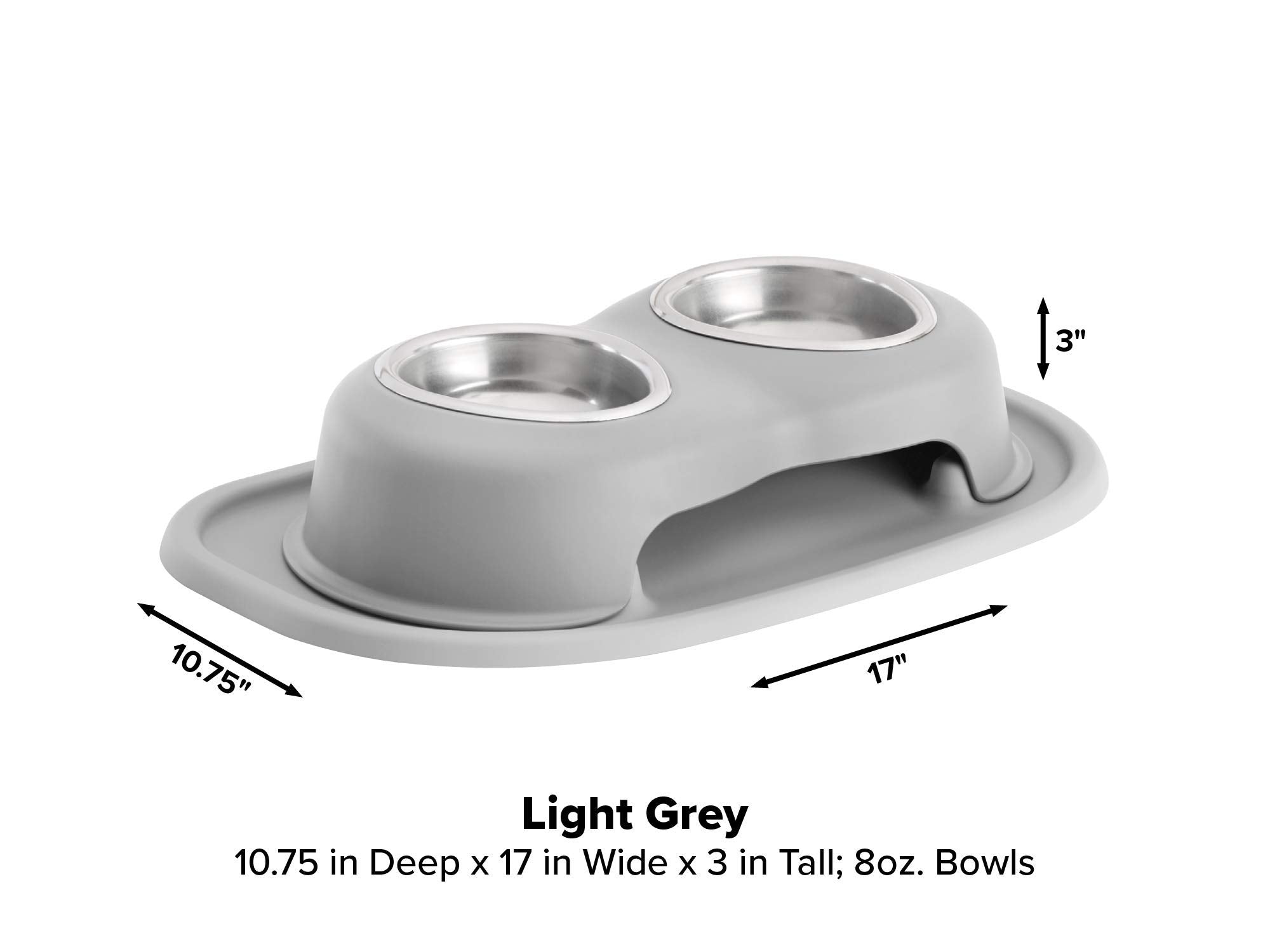 Weathertech Double High Pet Feeding System - Elevated Dog/Cat Bowls - 3 Inch High Light Grey (Dhc0803Lglg)