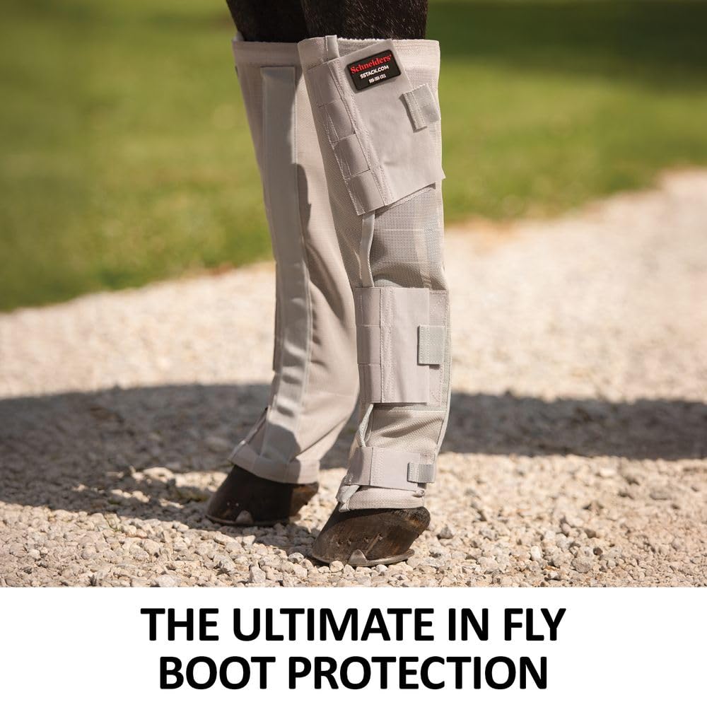 Schneiders Extra Tall BugGard Horse Fly Boots | 25" | 70% UV Protection | Durable 1000D Dura-Mesh | Gray | Size Horse | Set of 2